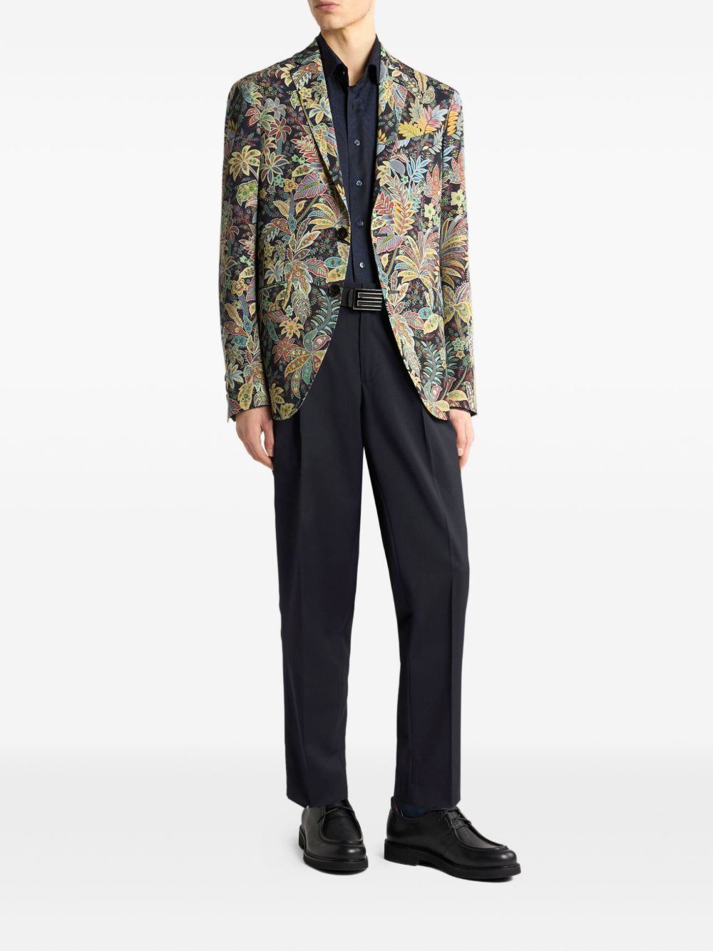 floral-print wool blazer - 2