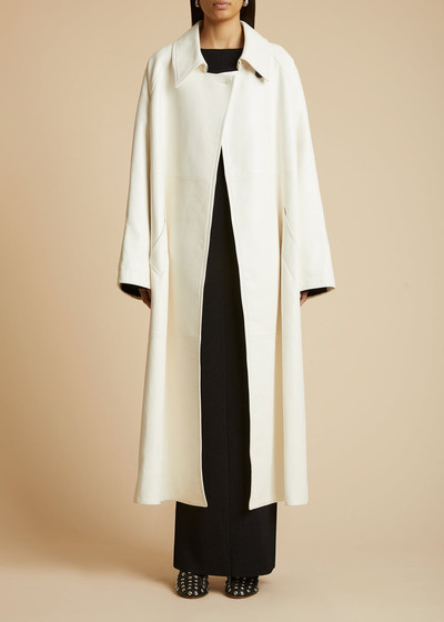 KHAITE The Minnie Coat in Optic White Leather outlook