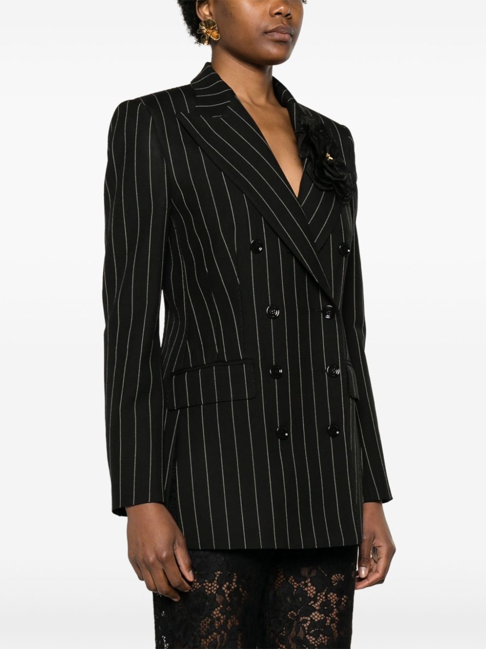 pinstripe double-breasted blazer - 3