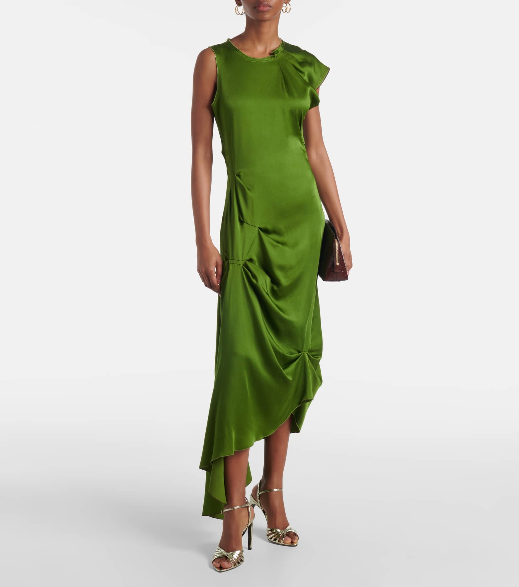 Asymmetric satin midi dress - 2