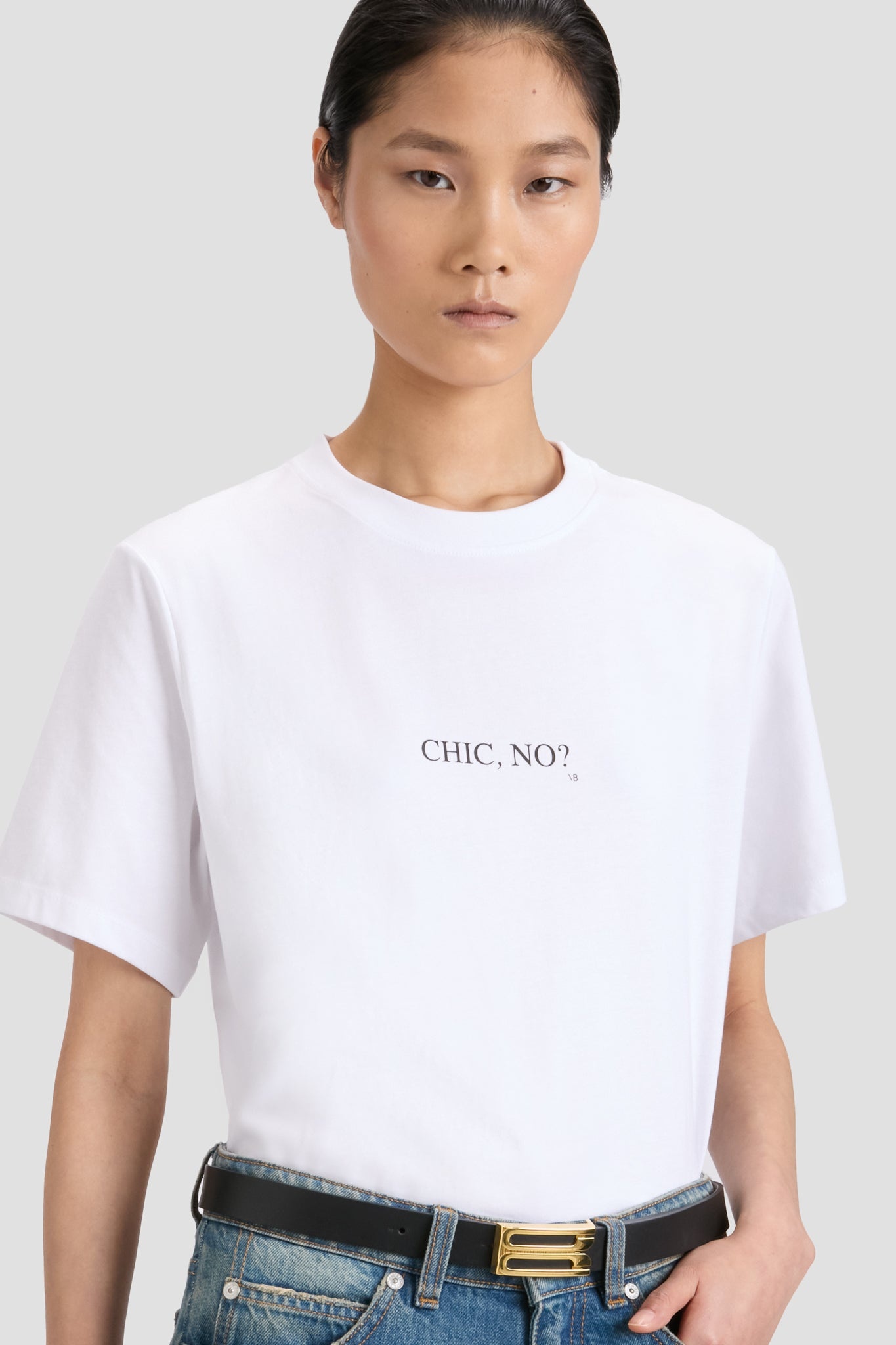 White Chic No? Slogan T-Shirt In White - 3