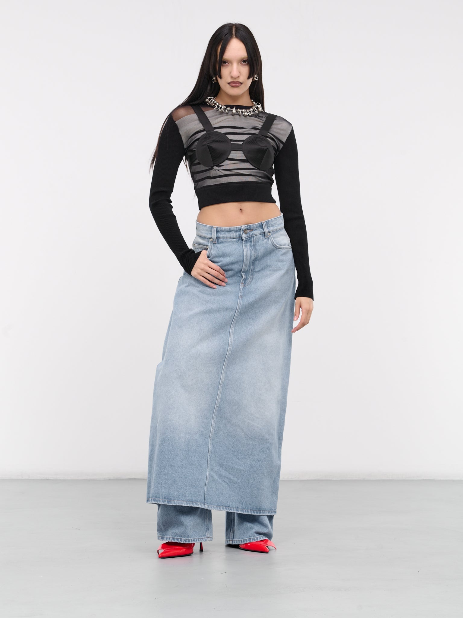 Denim Pants Skirt - 6