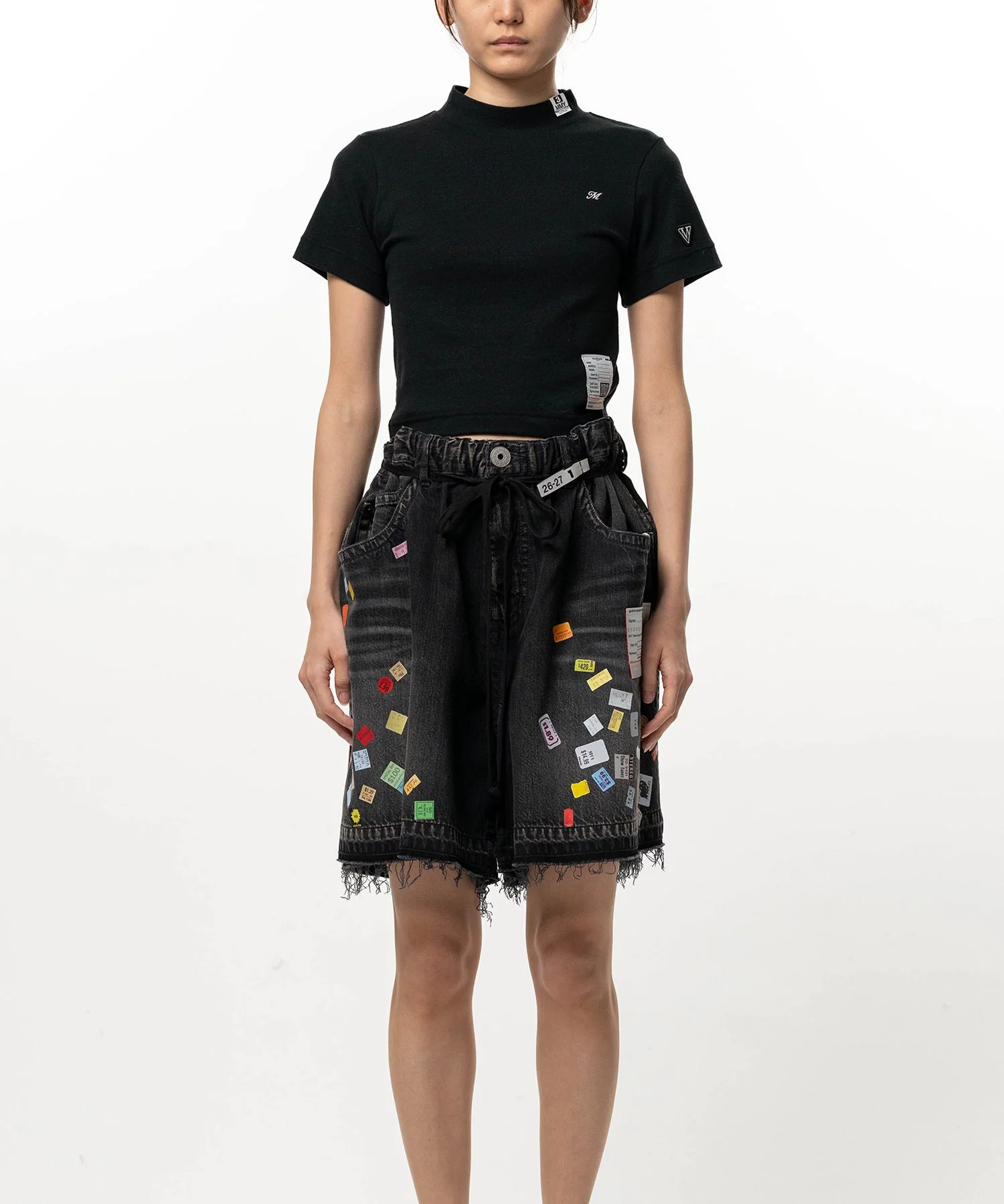 Mock Neck Cropped Short Sleeve T-shirt - 1