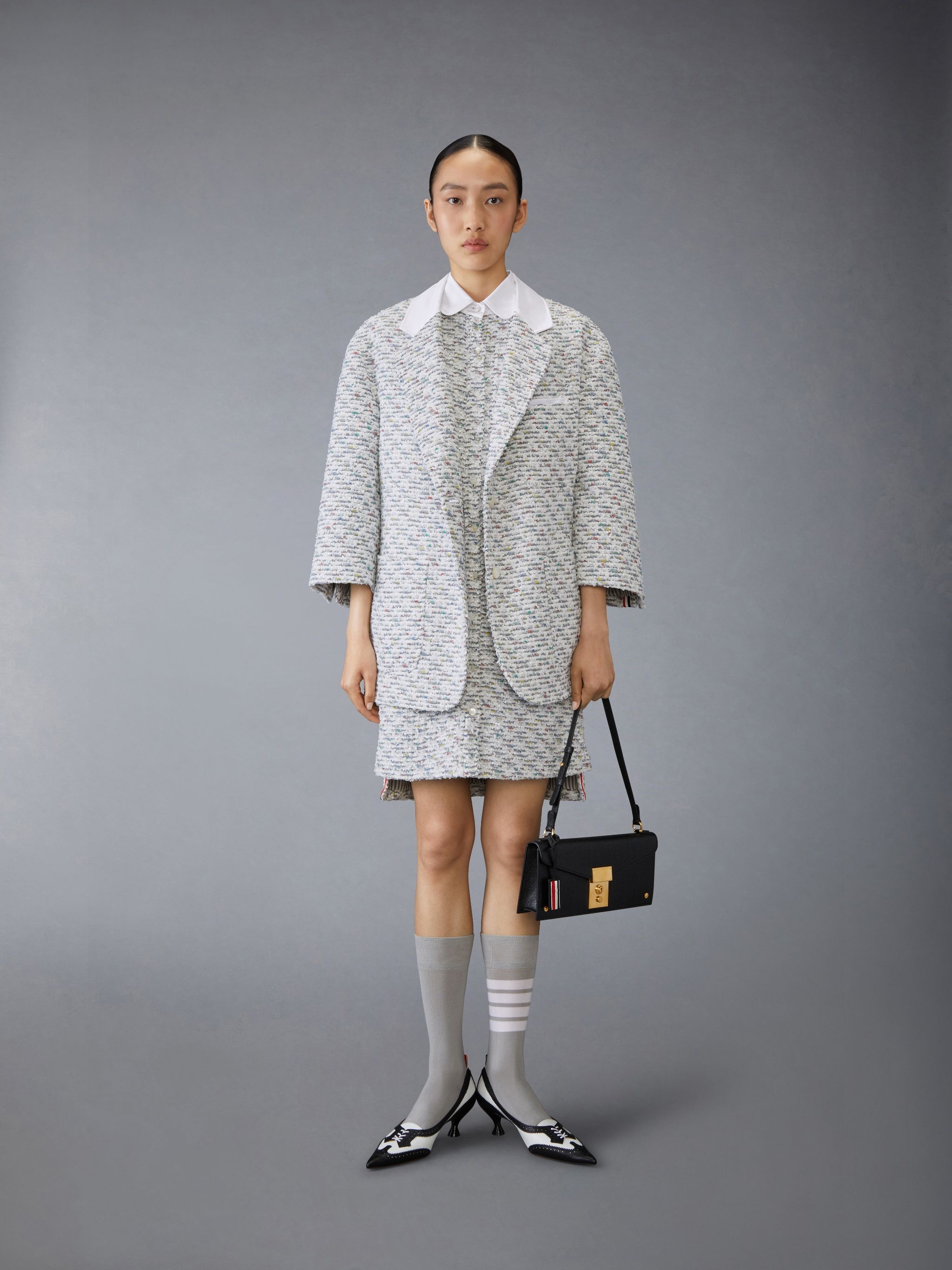 Sequin Tweed Patch Pocket Dress - 4