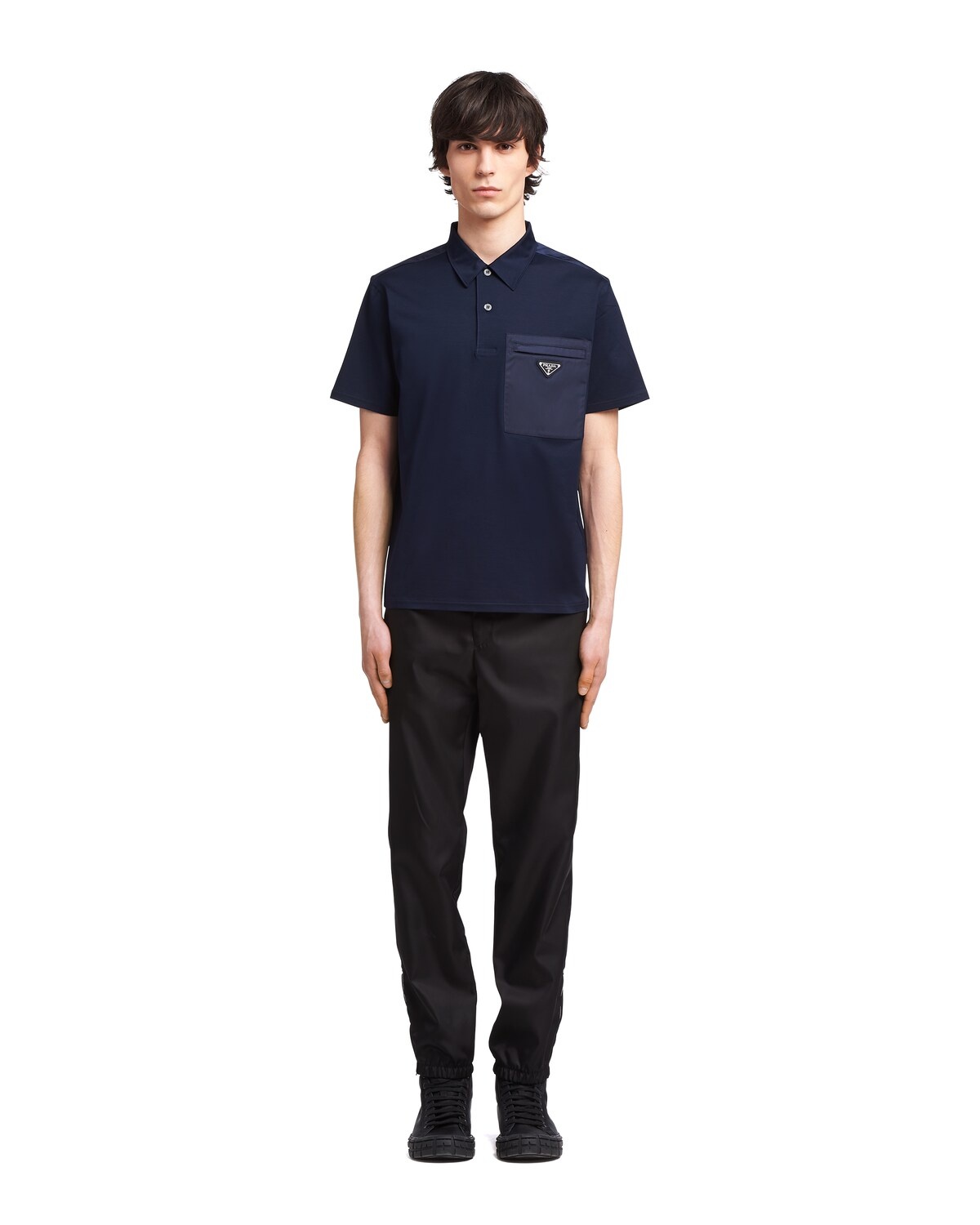 Stretch cotton polo shirt with nylon details - 2