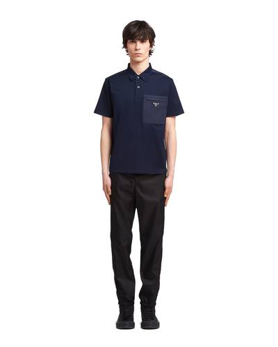 Prada Stretch cotton polo shirt with nylon details outlook