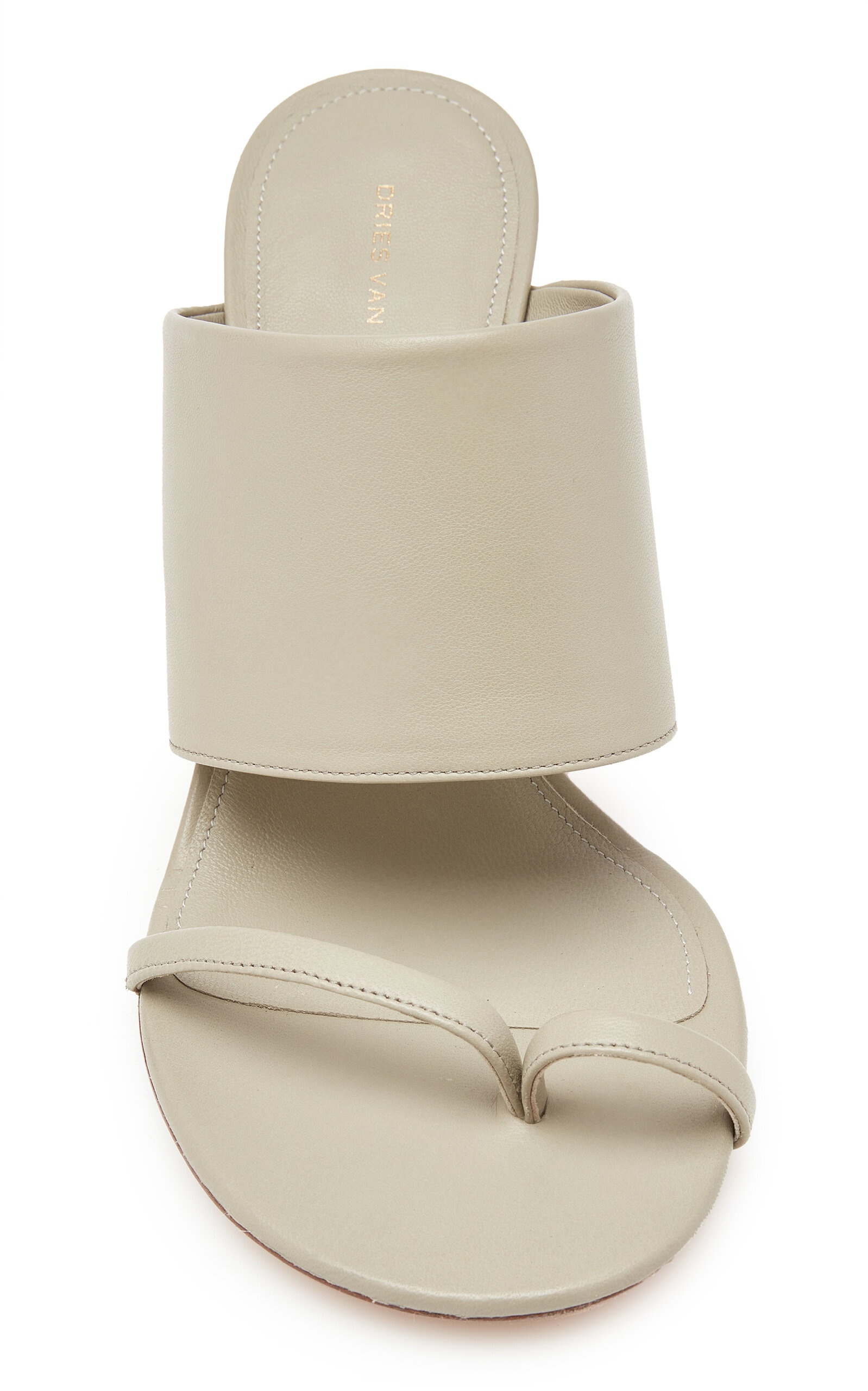 Wide-Strap Leather Sandals taupe - 4