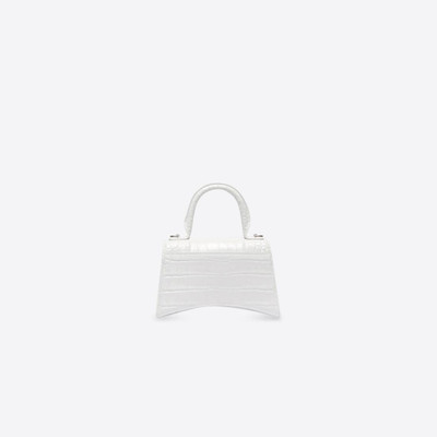 BALENCIAGA Women's Hourglass Xs Handbag Crocodile Embossed in White outlook