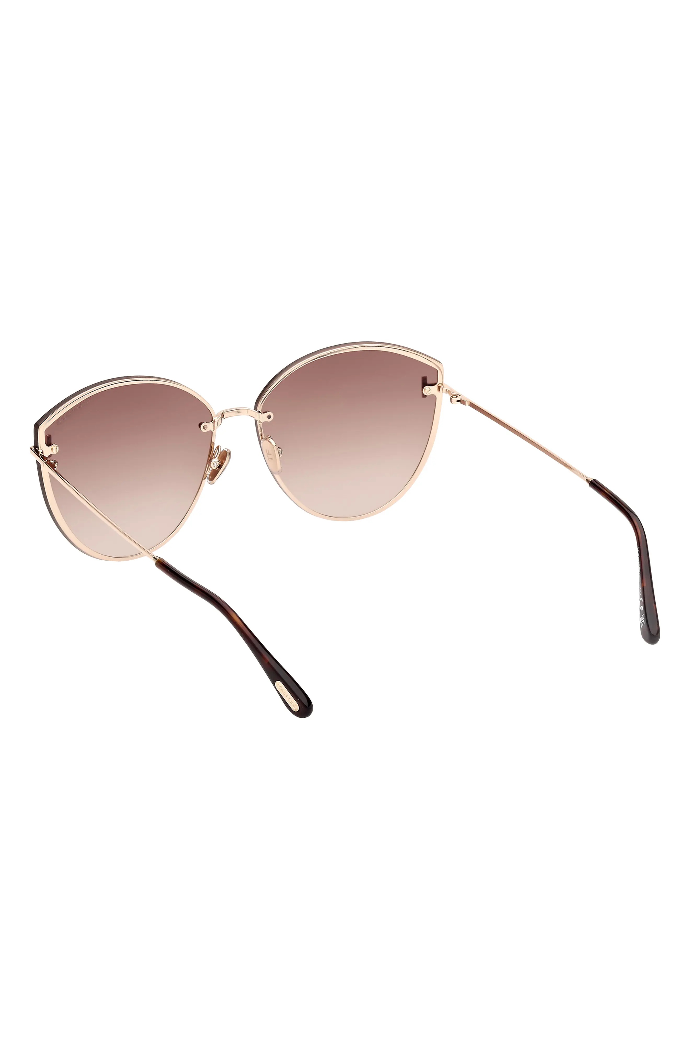 Evangeline 63mm Oversize Gradient Cat Eye Sunglasses in Shiny Rose Gold /Brown Gold - 6