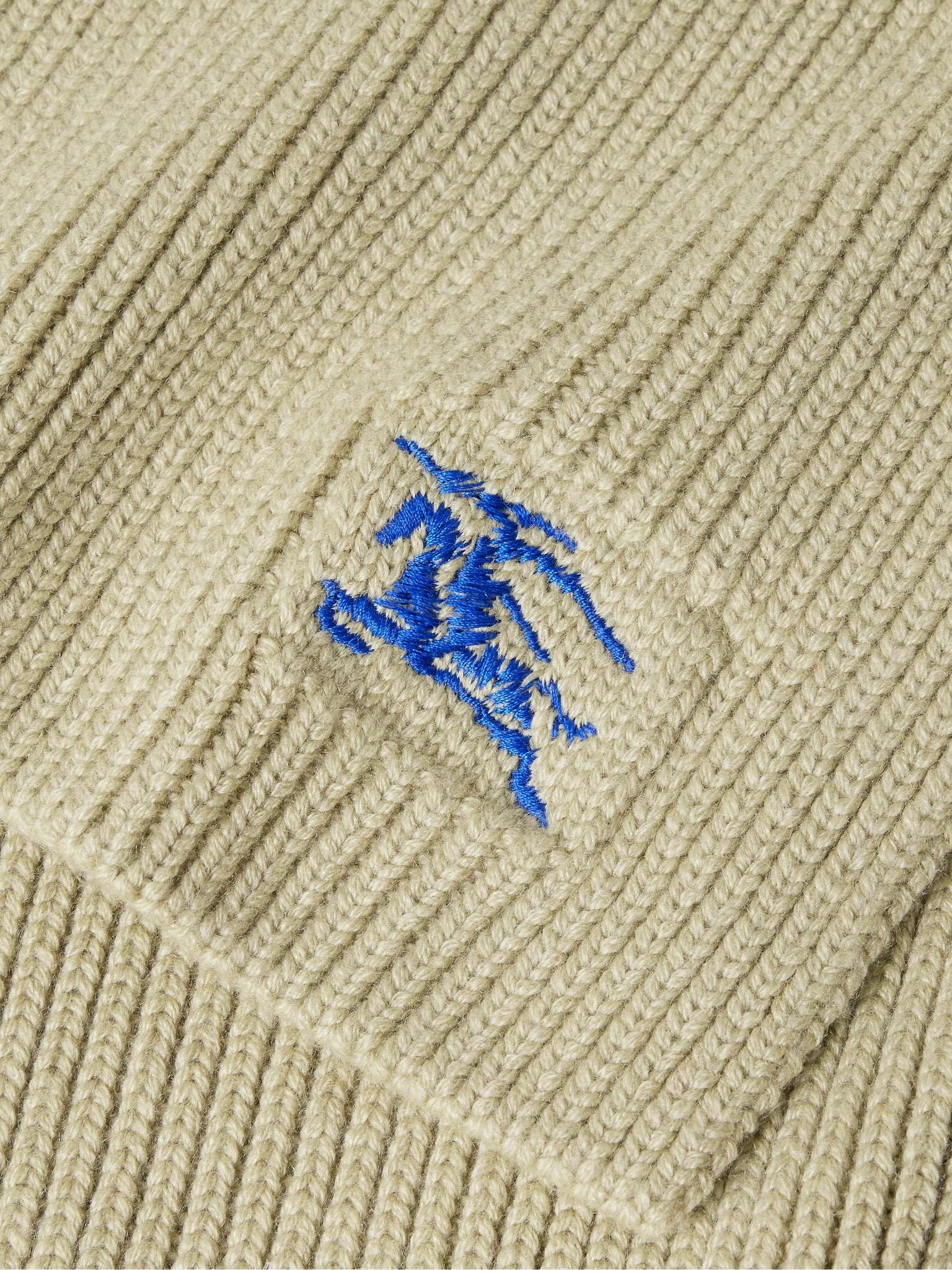 Logo-Embroidered Ribbed Cashmere Scarf - 3