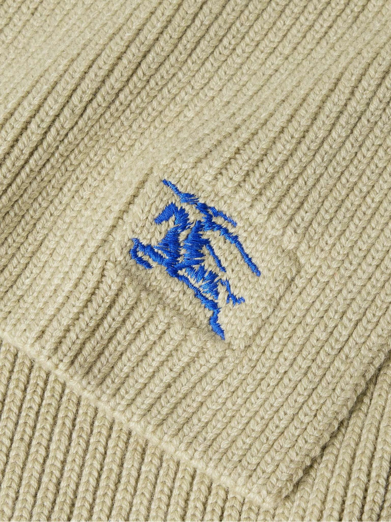 Logo-Embroidered Ribbed Cashmere Scarf 3