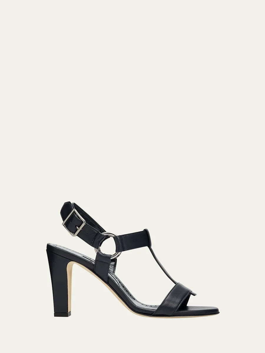 90mm Miona Leather T-Bar Sandals - 1
