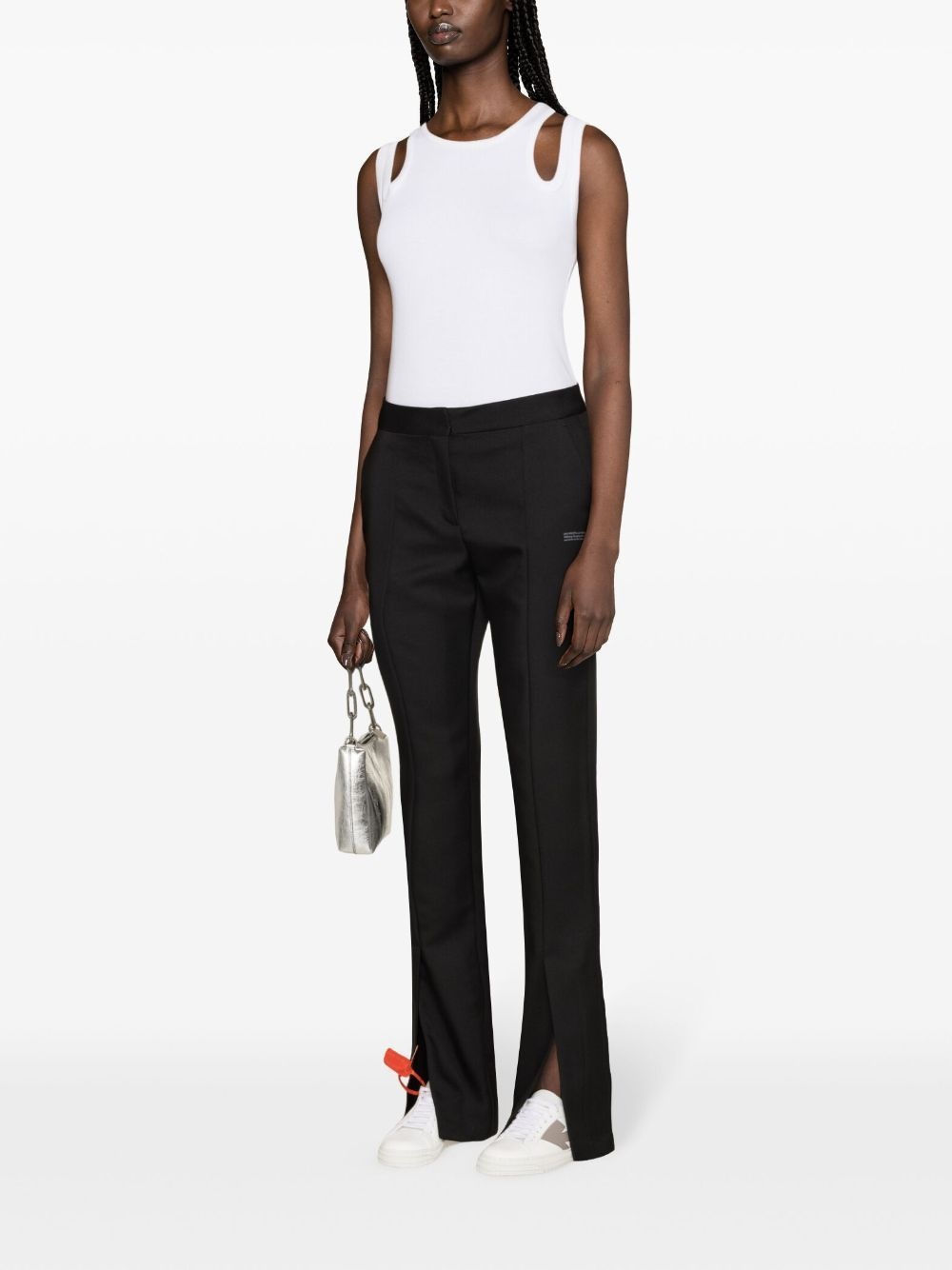slitted twill trousers - 4