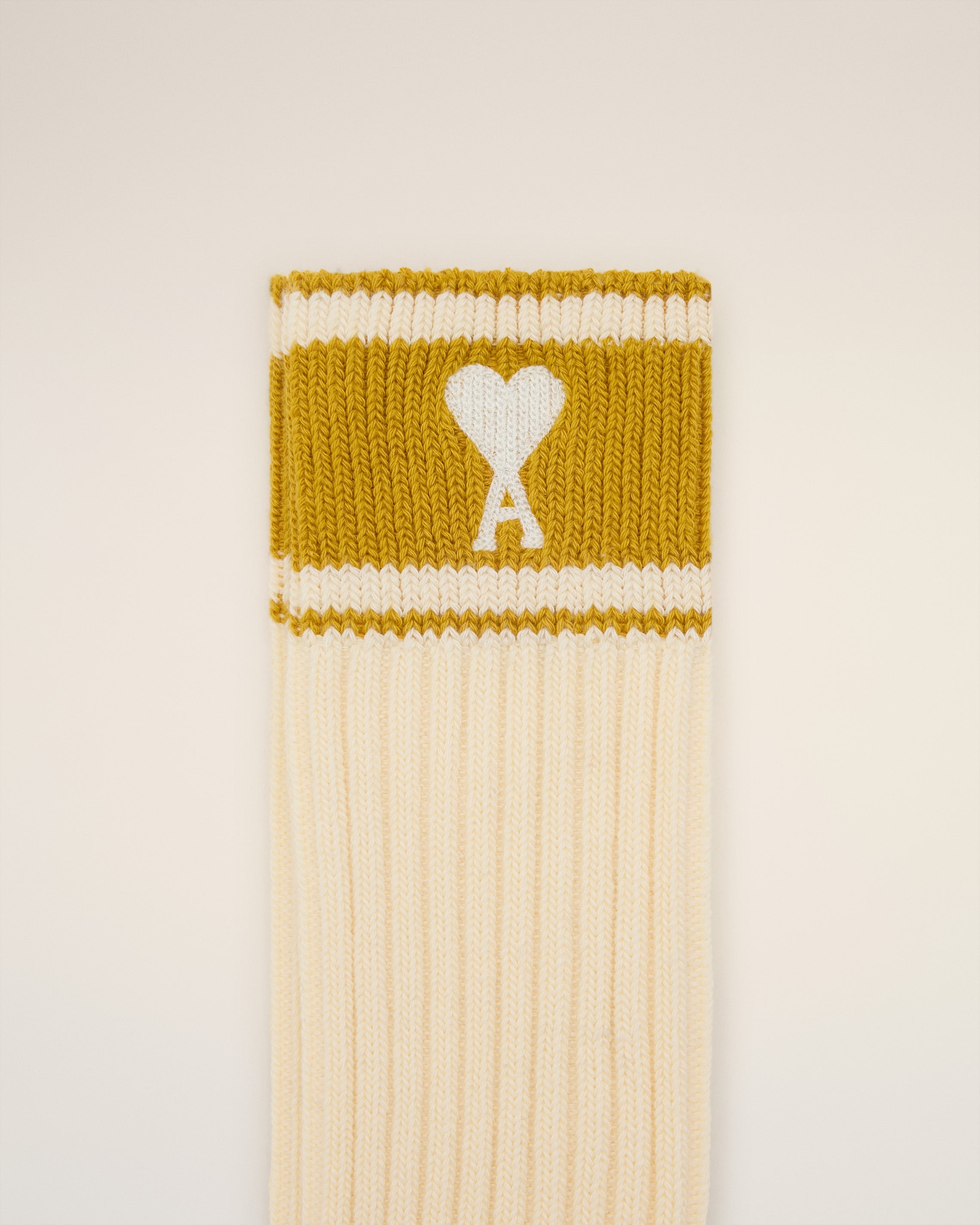 WHITE COTTON AMI DE COEUR STRIPED SOCKS - 3