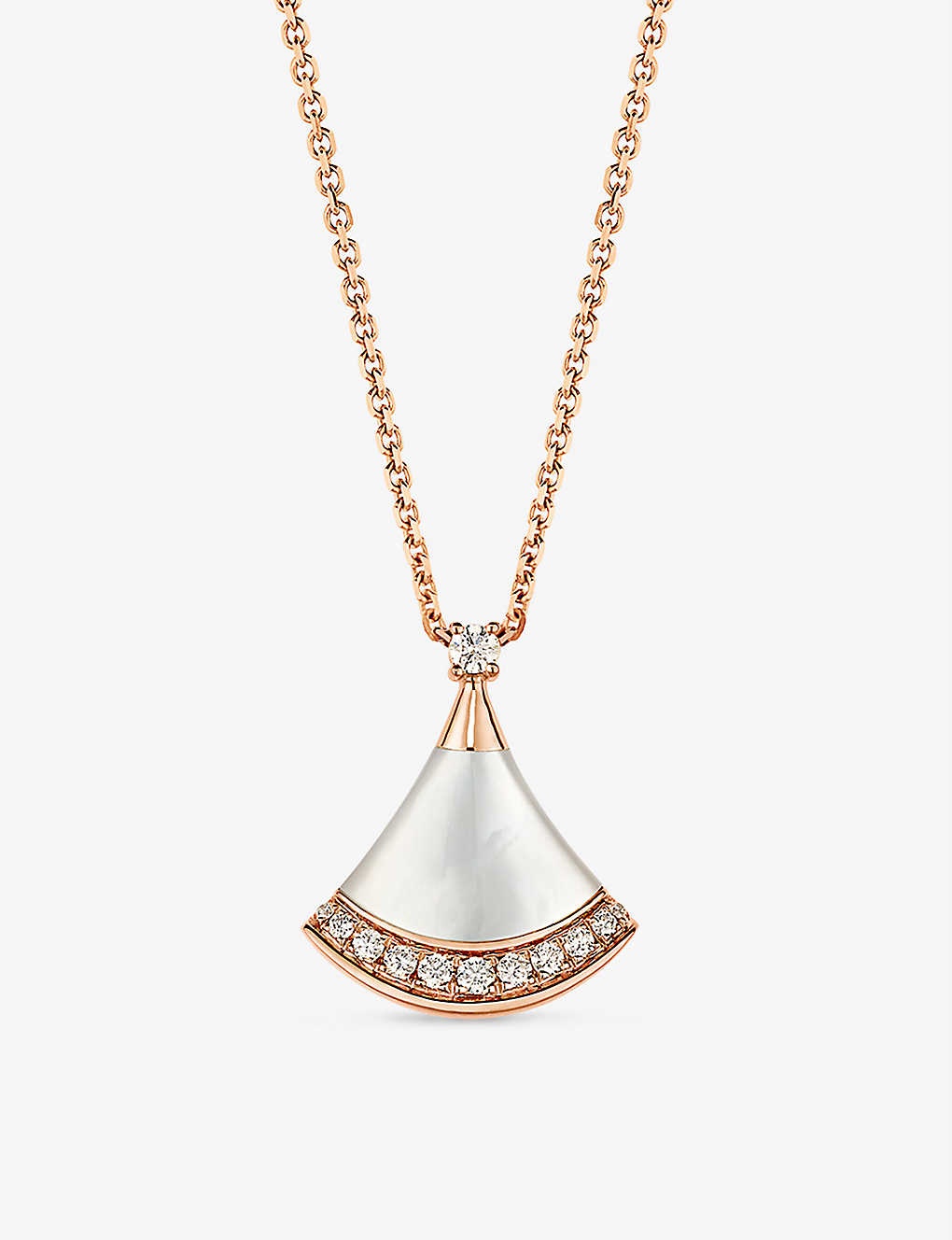 Divas Dream 18ct rose-gold, 0.13ct brilliant-cut diamond and mother-of-pearl pendant necklace - 1