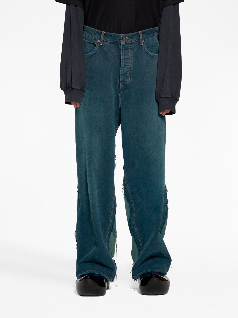 wide-leg panelled jeans - 5