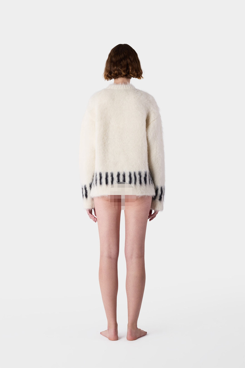 HAIRY KNIT ROUND NECK SWEATER / off white 8