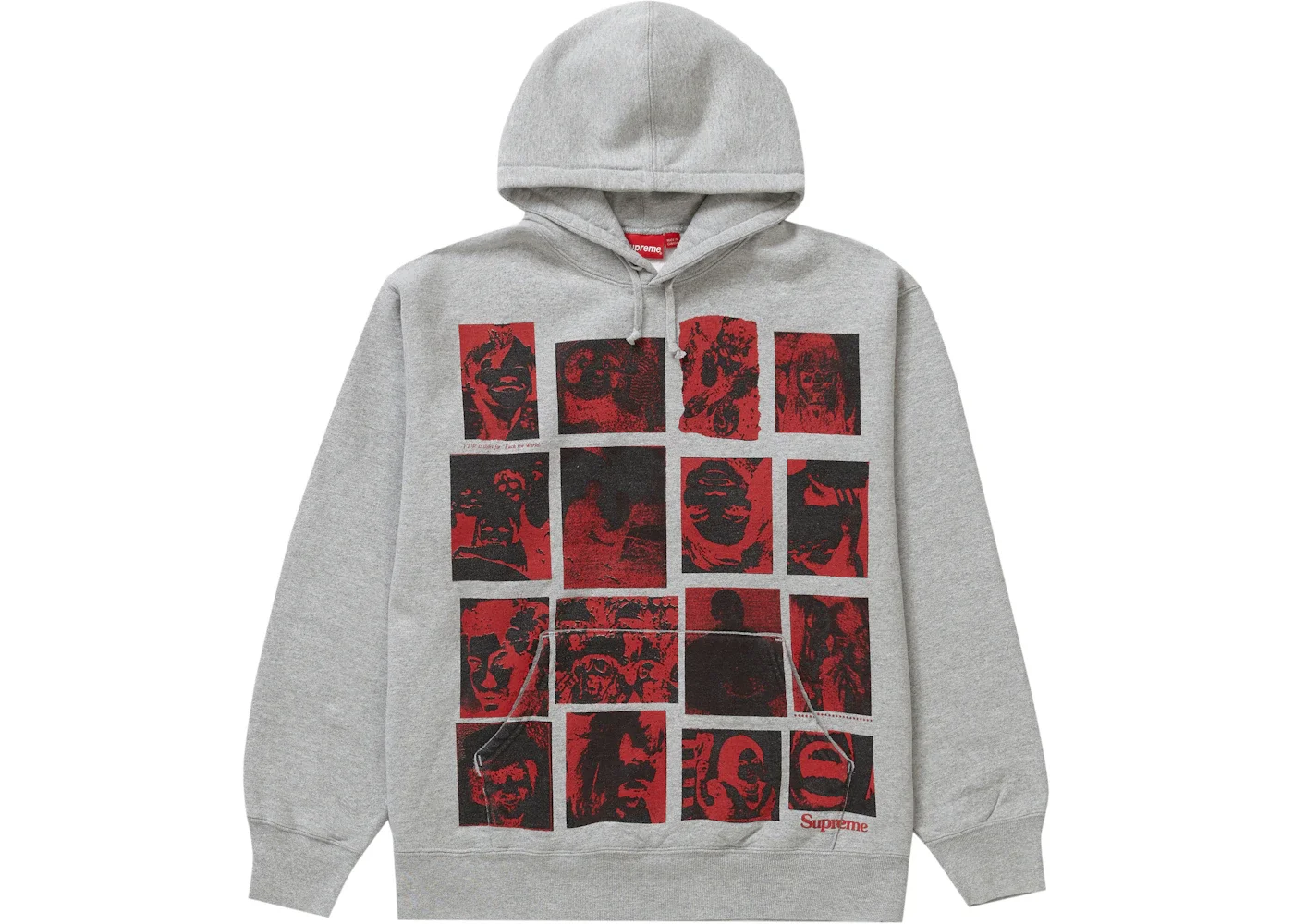 Supreme Collage Grid Hooded Sweatshirt Heather Grey - 1