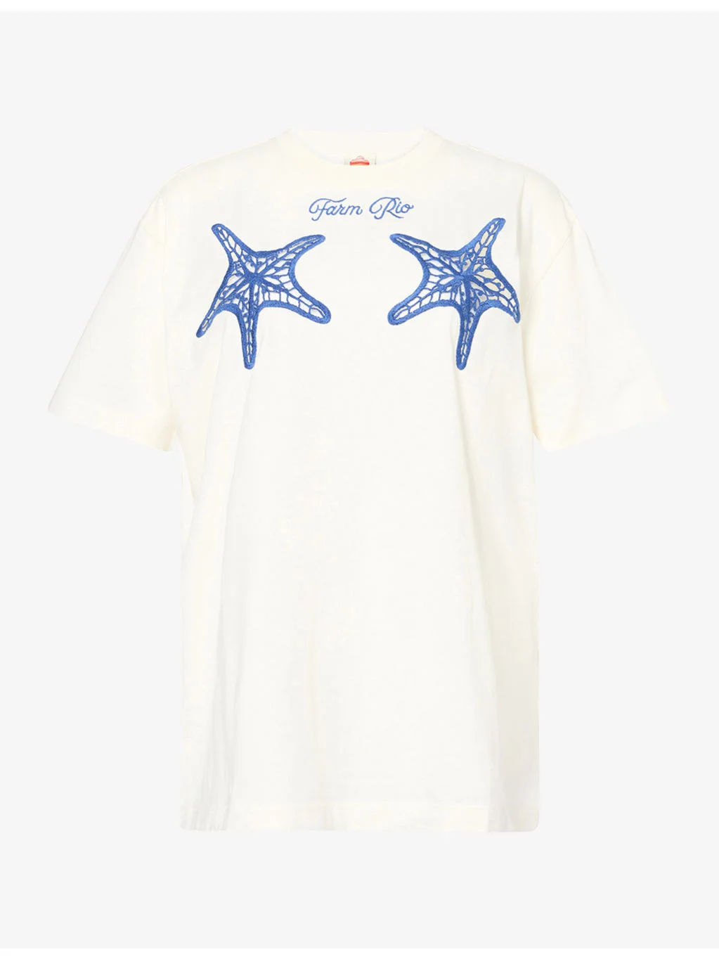 Starfish-Embroidered Cotton T-Shirt - 1