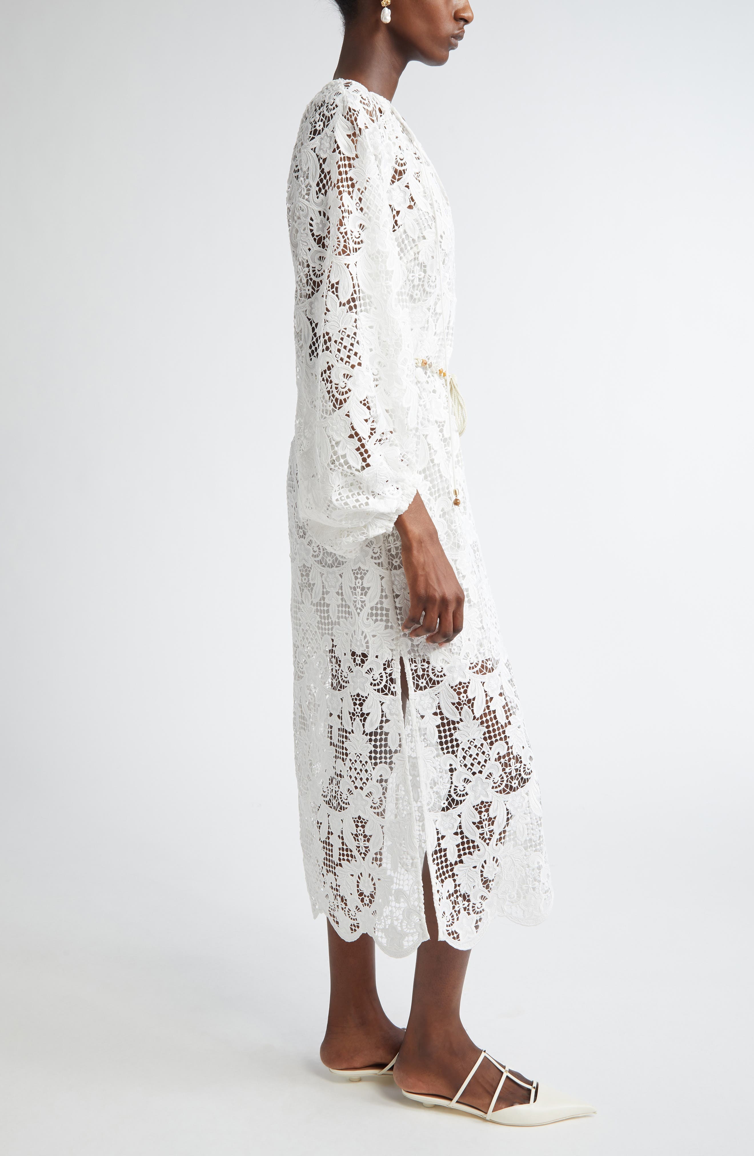 Zimmermann Coro Long Sleeve Guipure Lace Dress in Ivory at Nordstrom - 3