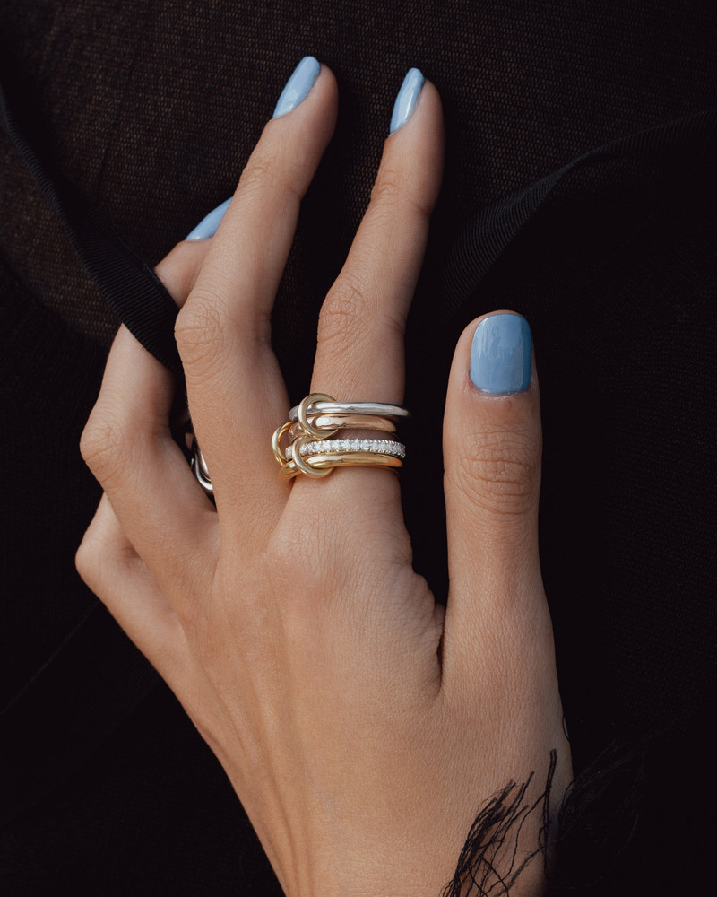 Spinelli Kilcollin Cancer Deux 18K Two-Tone Gold Sterling Silver and Diamond Linked Rings outlook