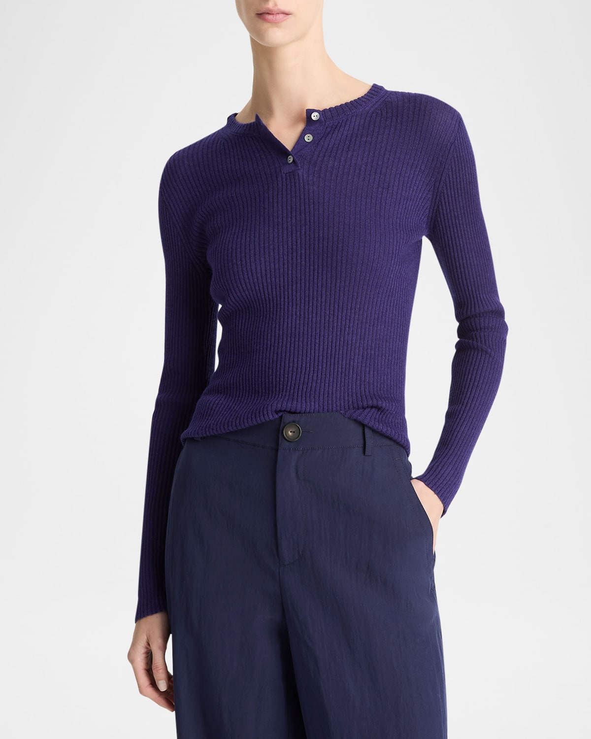 Ribbed Long-Sleeve Henley - 3