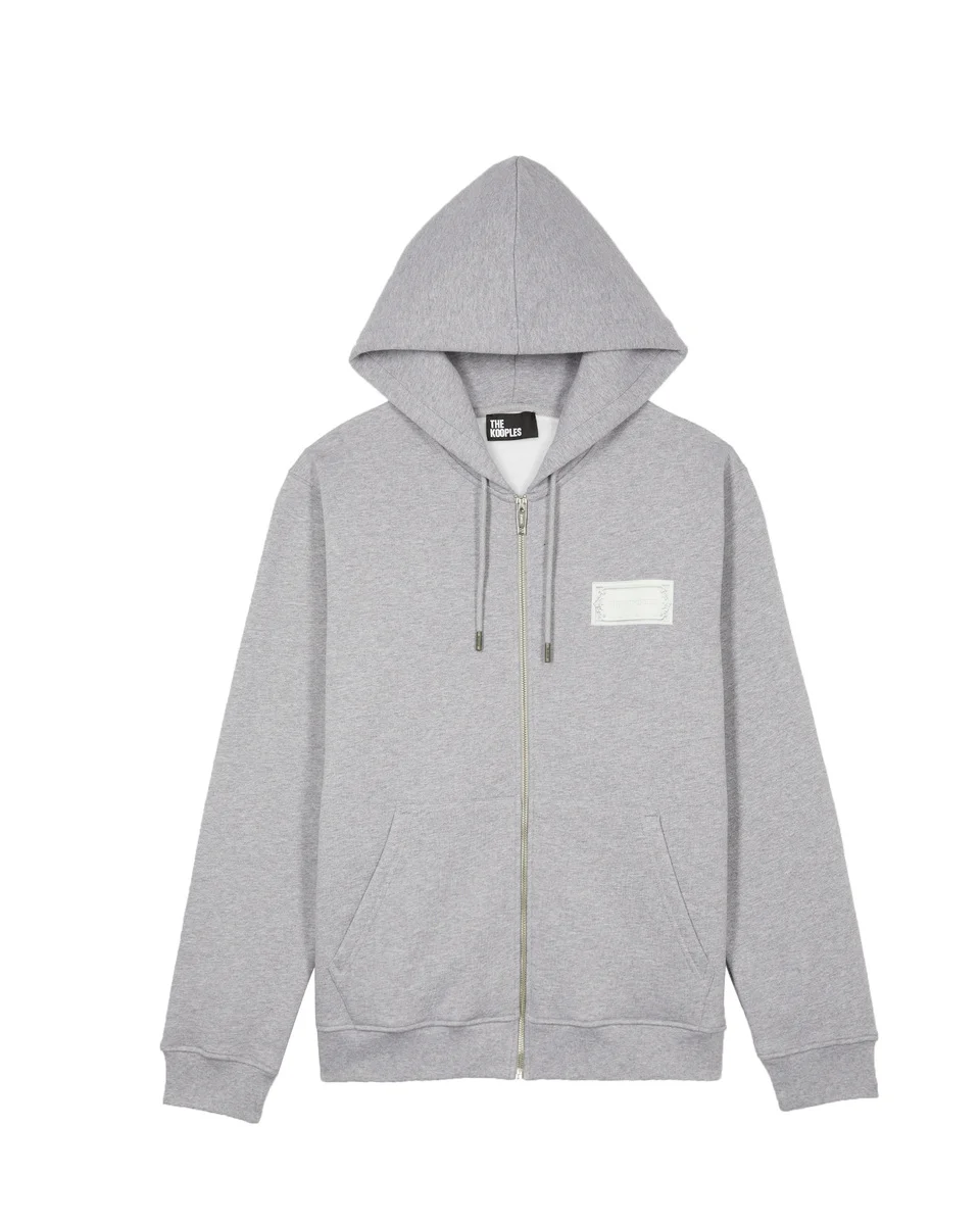 ZIPPED SWEATSHIRT WITH BLACK SILK-SCREEN PRINT - 1