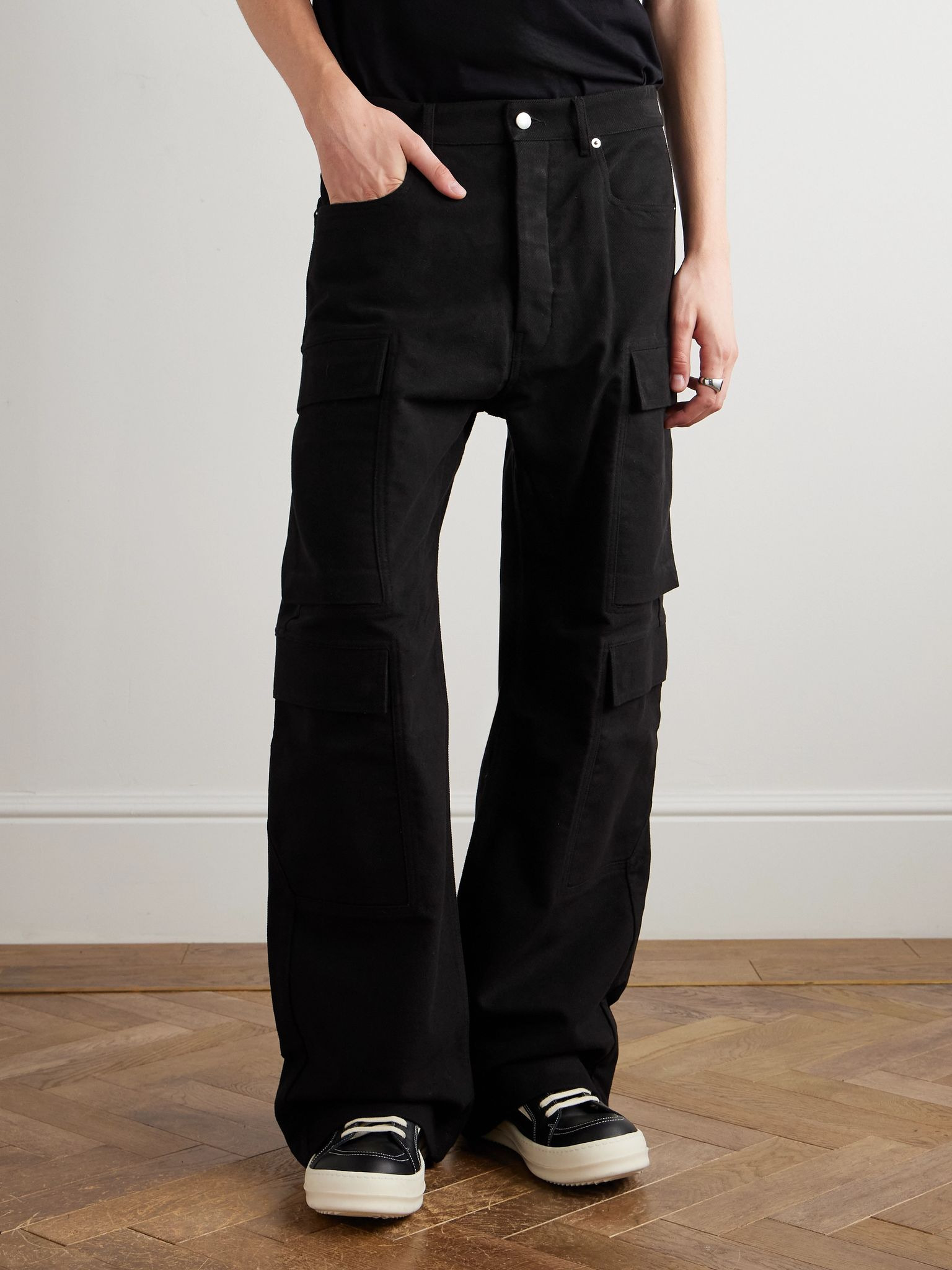 Straight-Leg Cotton-Twill Cargo Trousers Black - 3