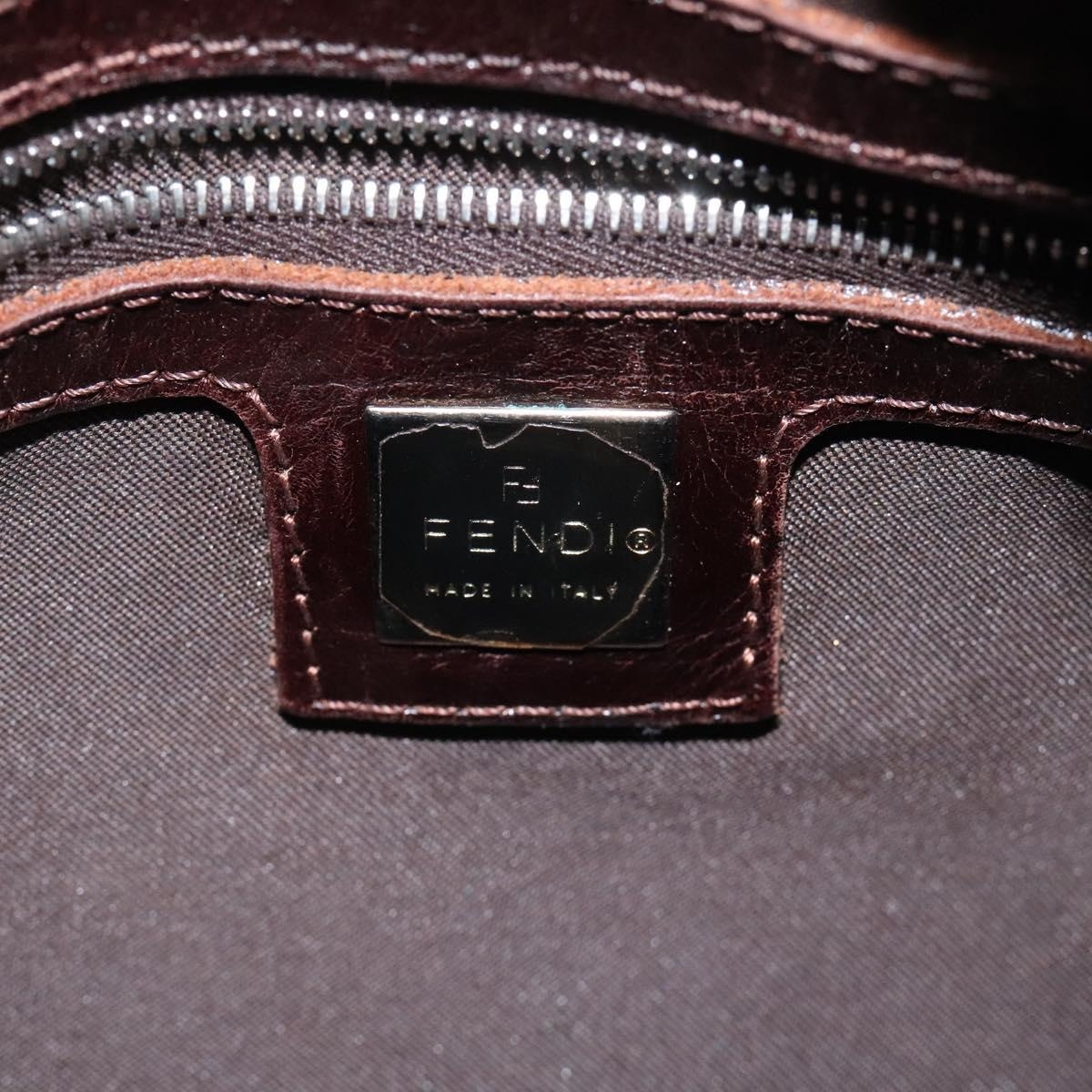 FENDI Zucca Canvas Hand Bag Brown Black - 16