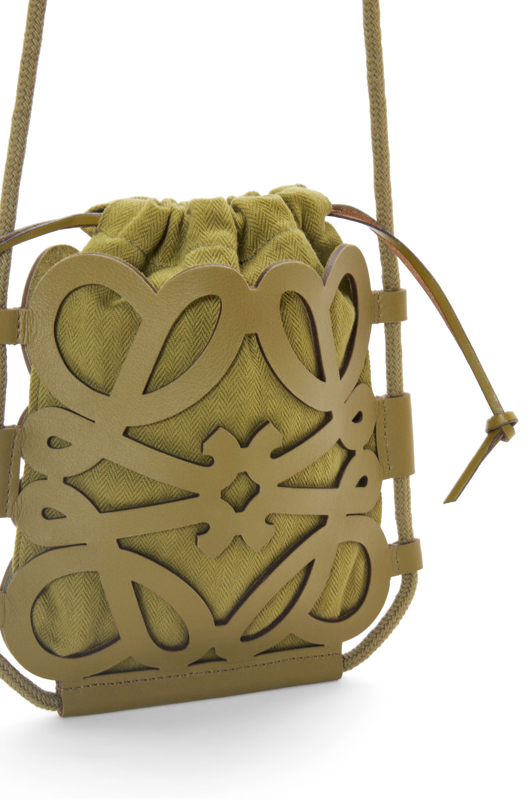 Anagram cut-out crossbody in classic calfskin and canvas - 5