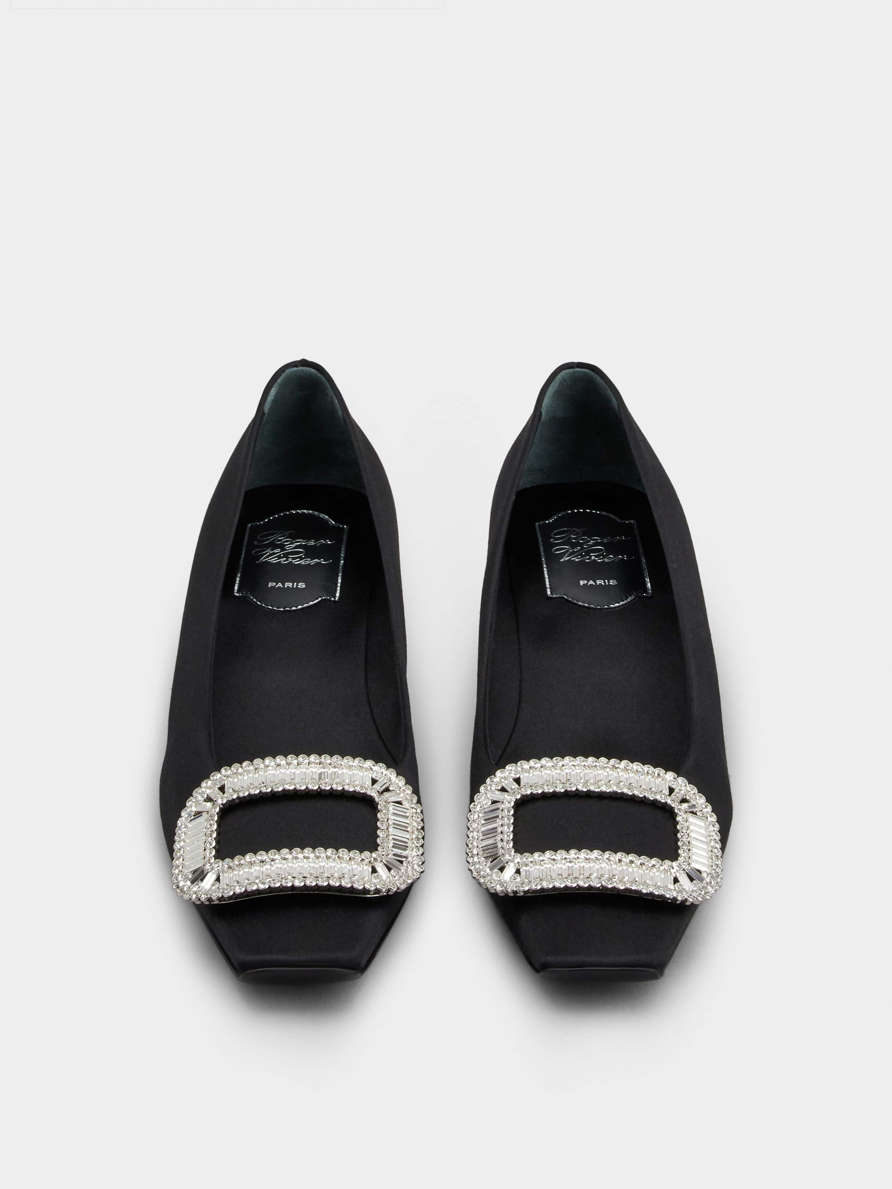 Belle Vivier Pilgrim Buckle Pumps in Satin - 7