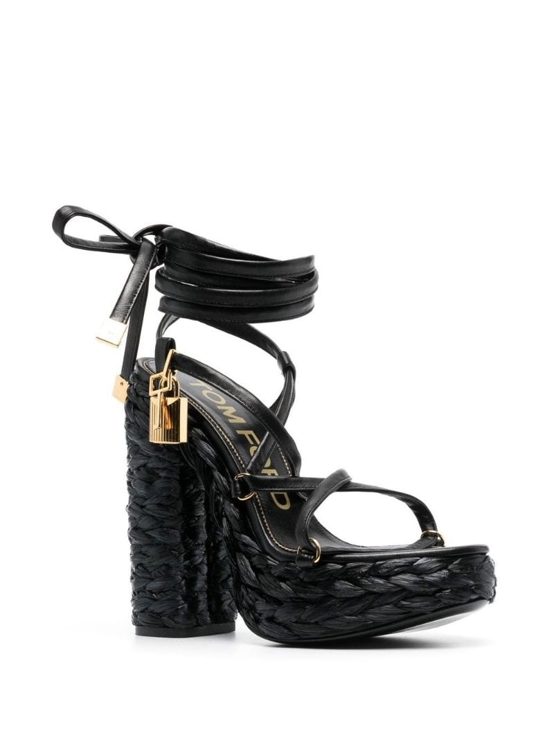 Padlock 140mm raffia platform sandals - 2