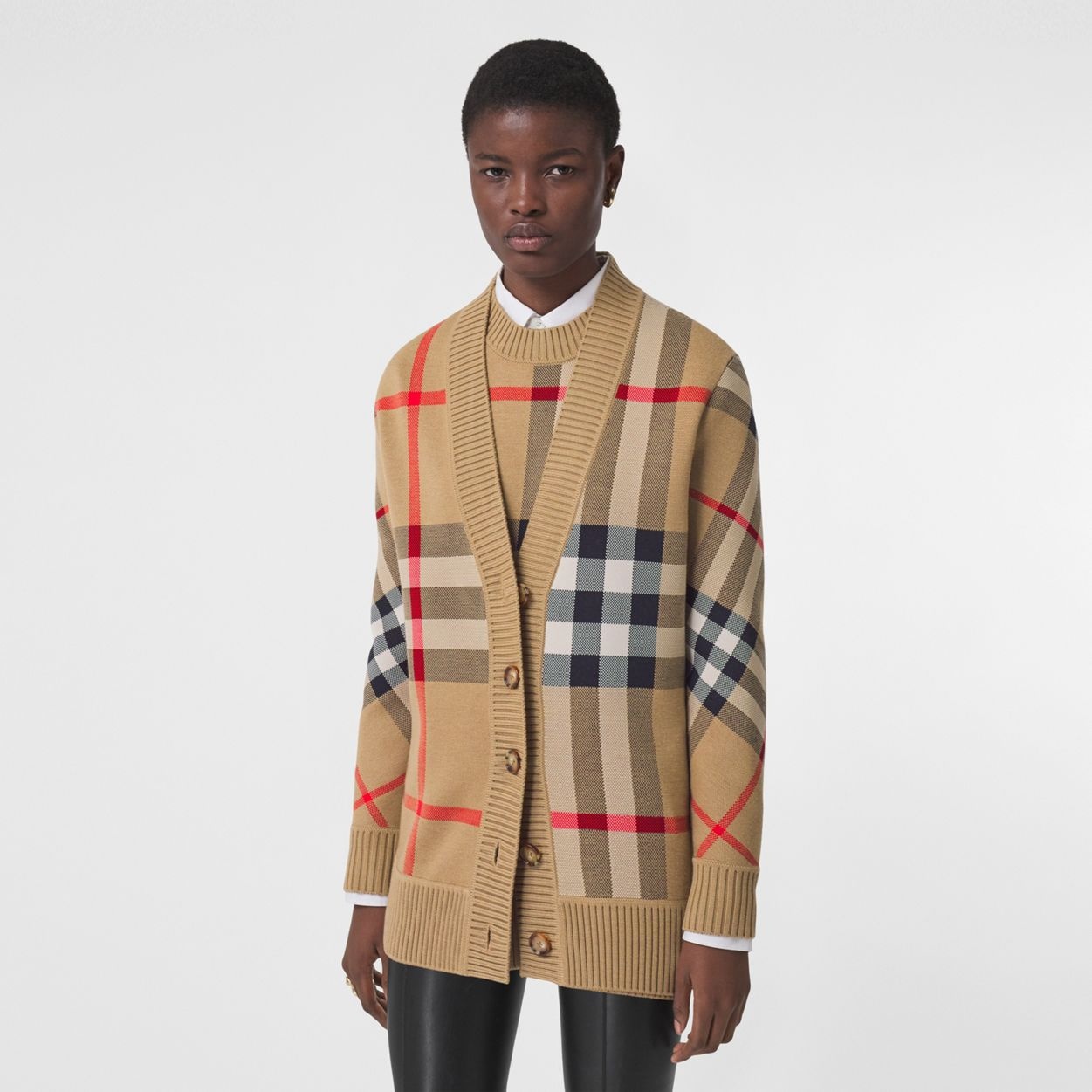 Check Technical Wool Jacquard Cardigan - 2