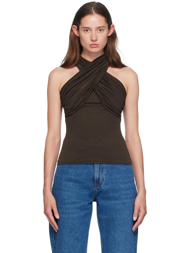 Brown Draped Blouse 1