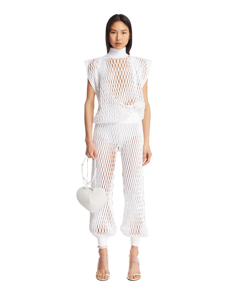 Alaïa White Macrame Knit Oversized Top outlook