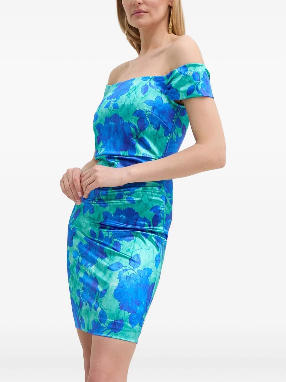 off-shoulder floral mini dress - 1