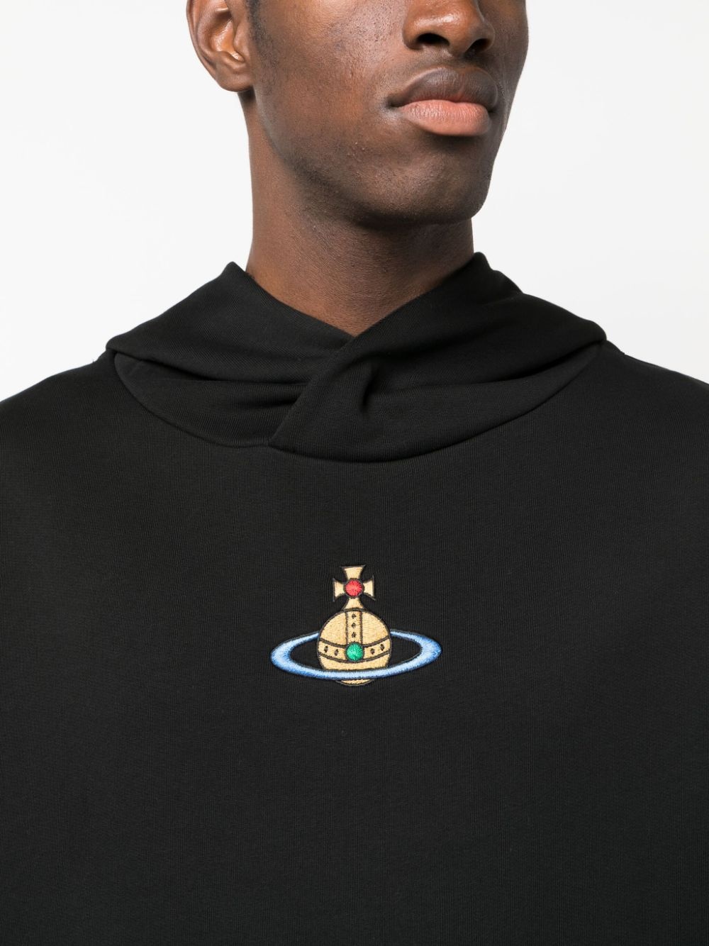 Orb-embroidered cotton hoodie - 5