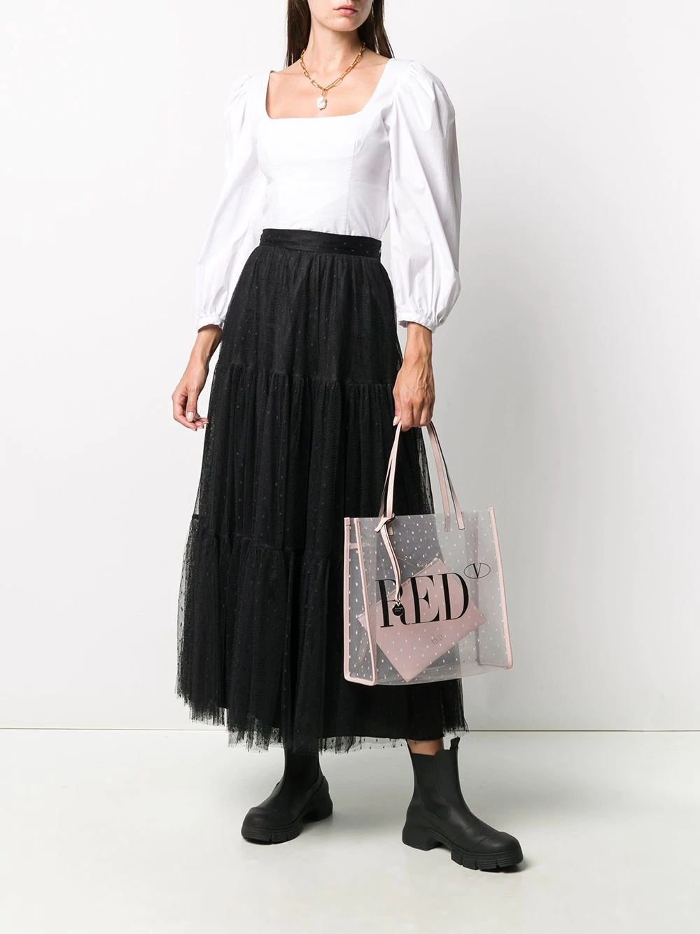 point d'esprit pleated skirt - 2