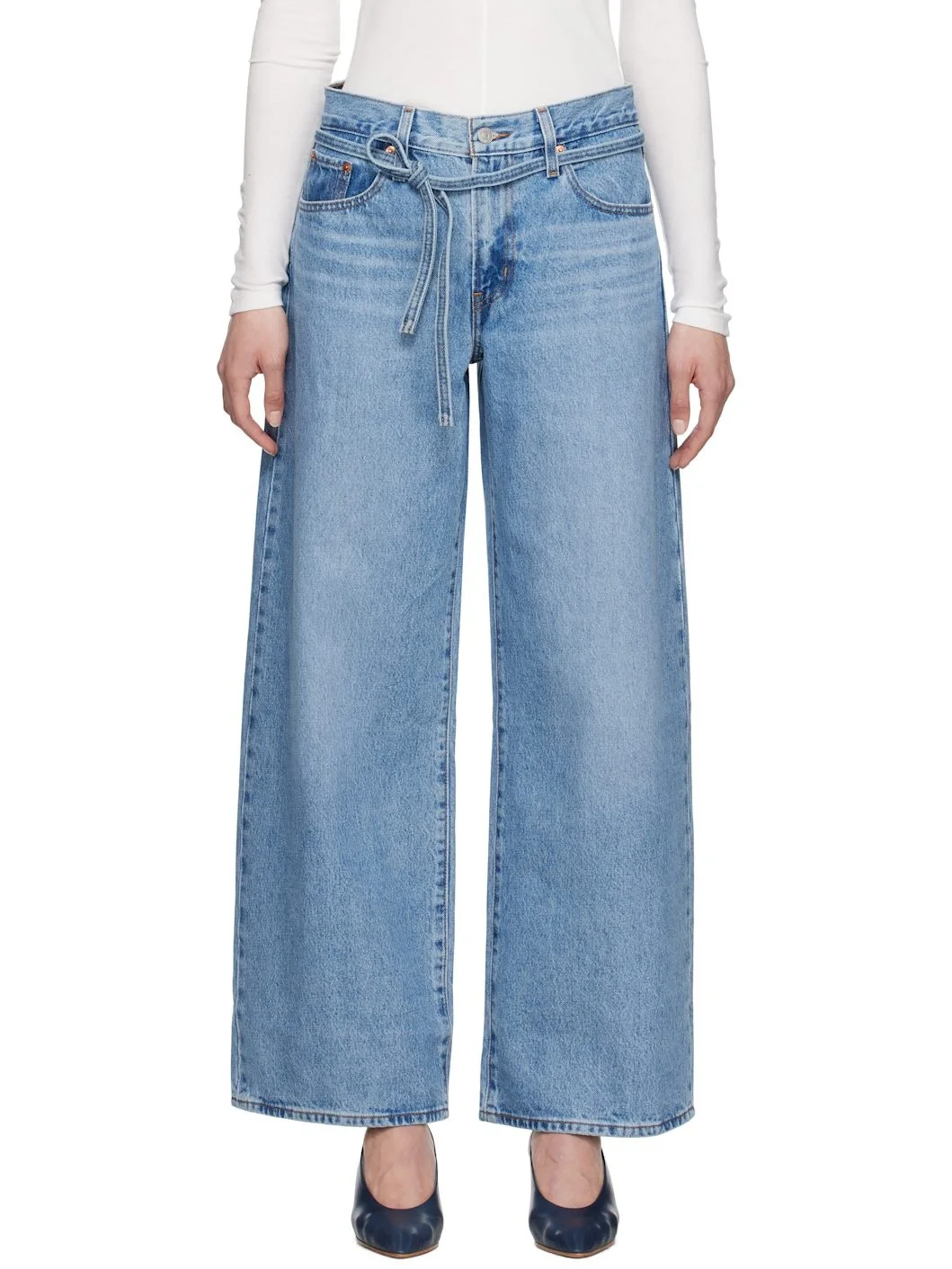 Blue XL Baggy Straight Jeans - 1