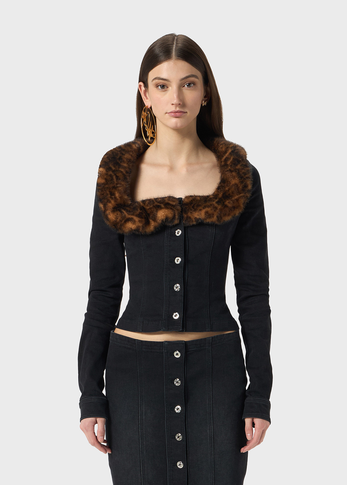 DENIM JACKET WITH FAUX FUR COLLAR - 3