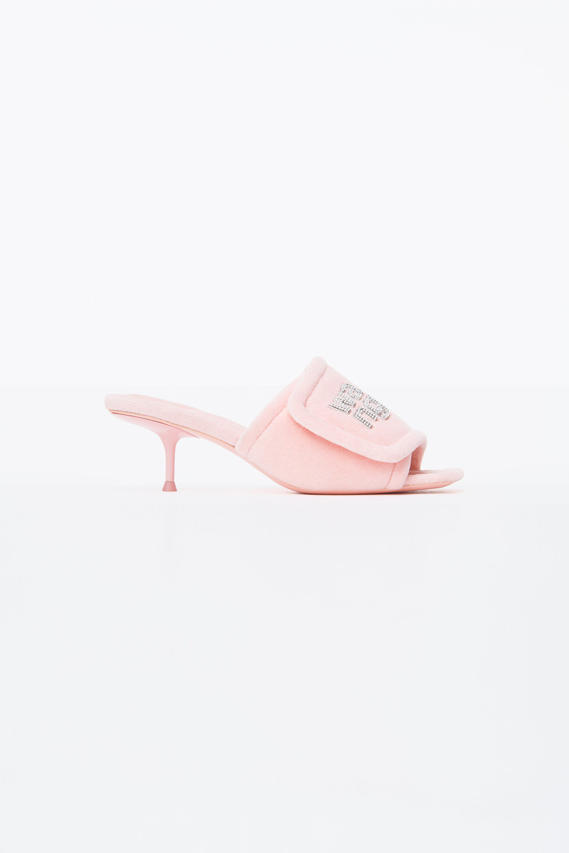 JESSIE VELOUR CRYSTAL LOGO SANDAL 1