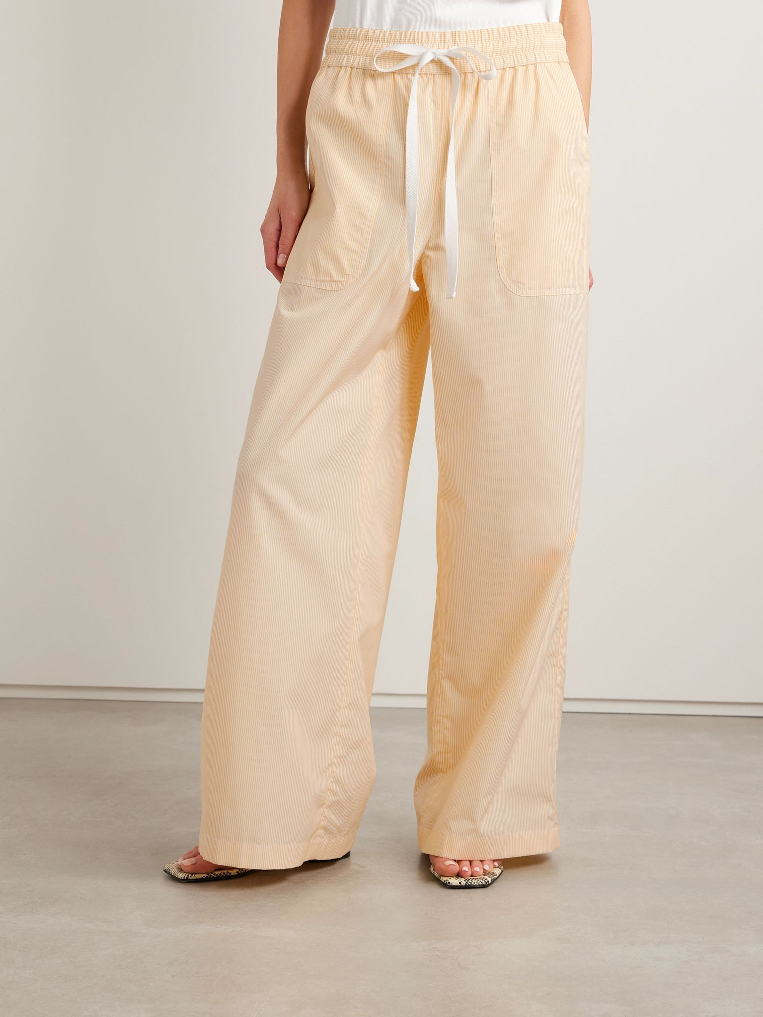 Main St. striped cotton-poplin wide-leg pants Off-white - 3