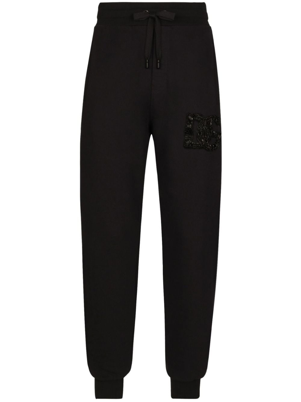 crystal-embellished cotton track pants - 1