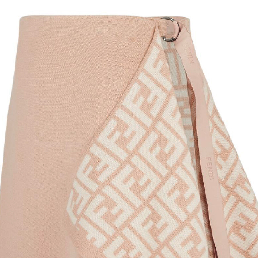 Fendi Logo Pattern Midi Drape Wool Skirt - 7