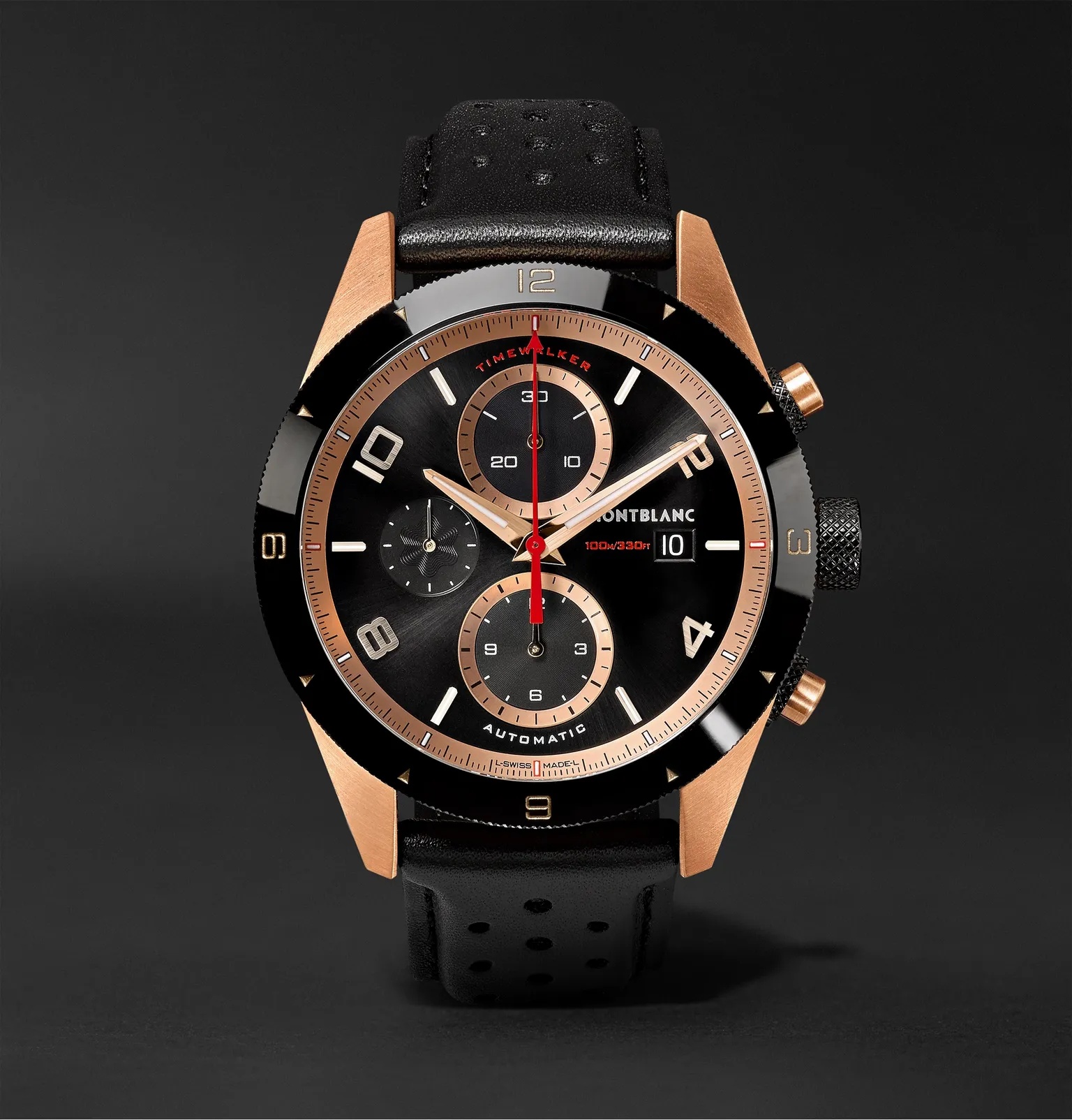 TimeWalker Automatic Chronograph 43mm 18-Karat Red Gold, Ceramic and Leather Watch, Ref. No. 117051 - 1