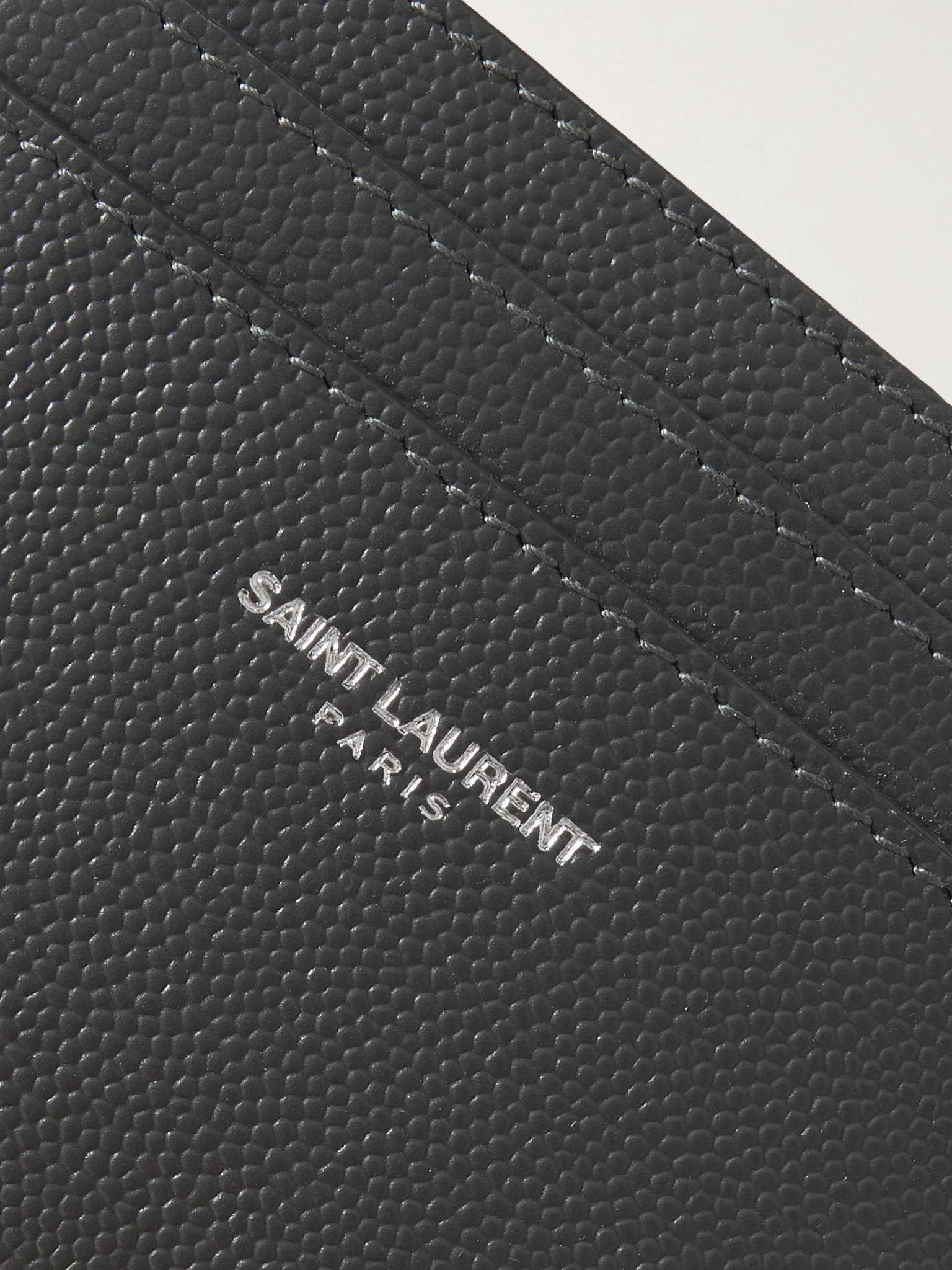 Logo-Print Pebble-Grain Leather Cardholder - 4