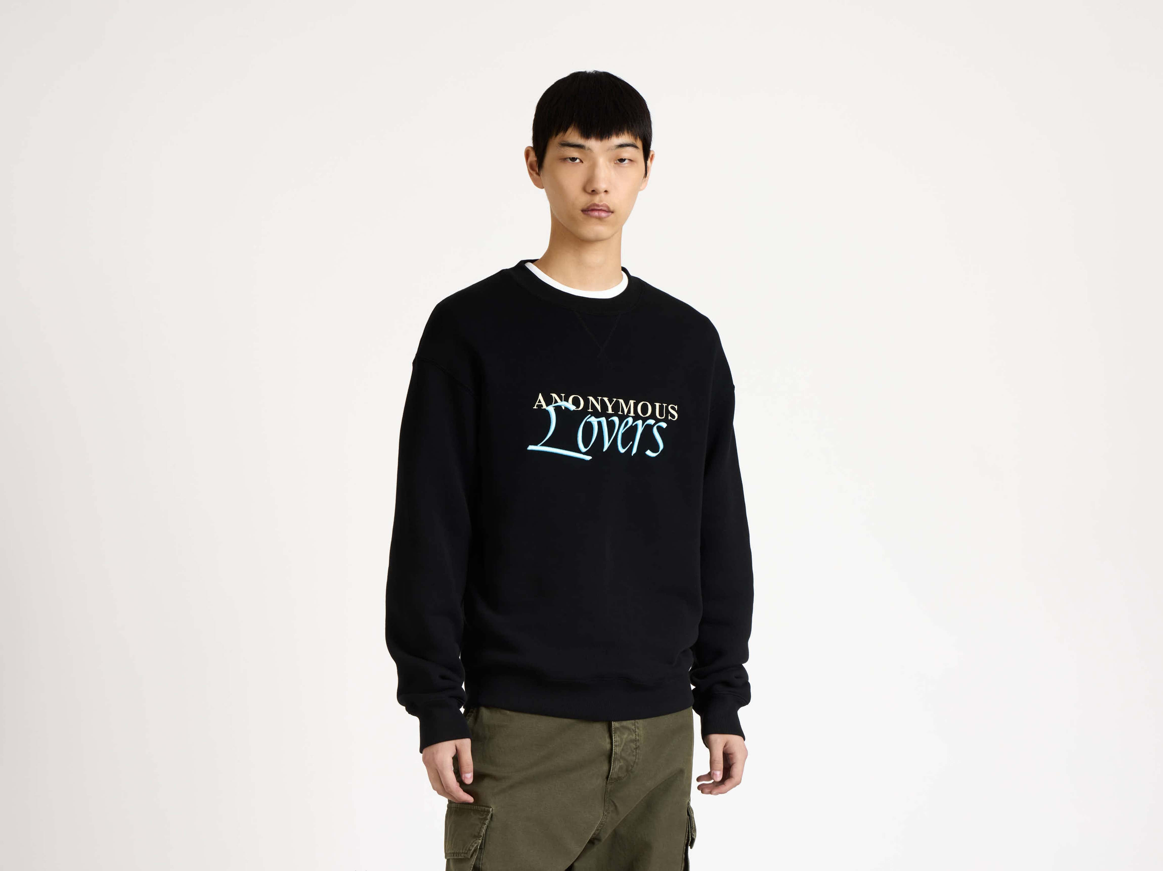 MENS 'ANONYMOUS LOVERS' SWEATSHIRT IN WASHED BLACK - 6
