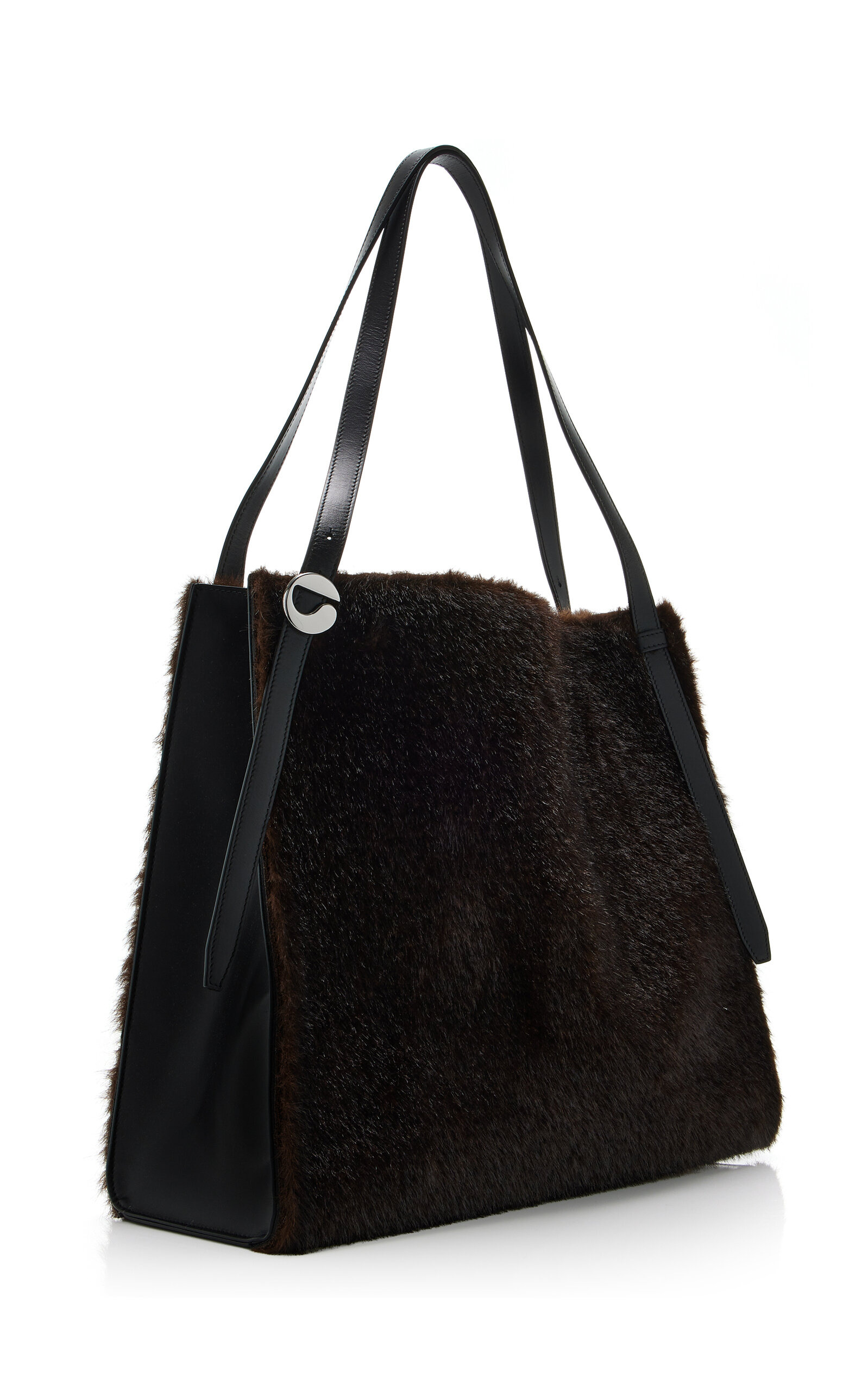 Belt Faux Fur Tote Bag brown - 3