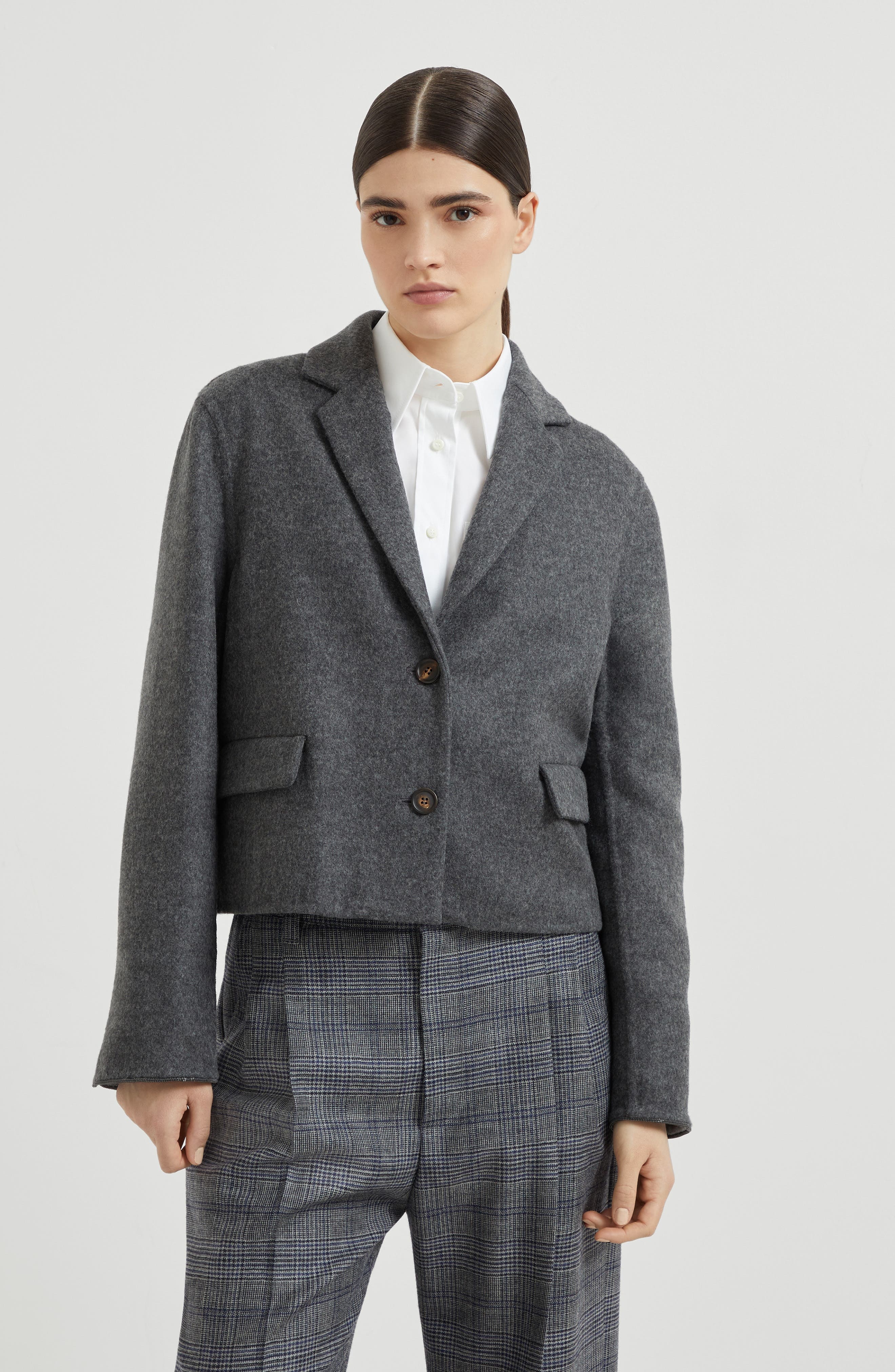 Brunello Cucinelli Hand-crafted cropped blazer in Lead at Nordstrom - 2