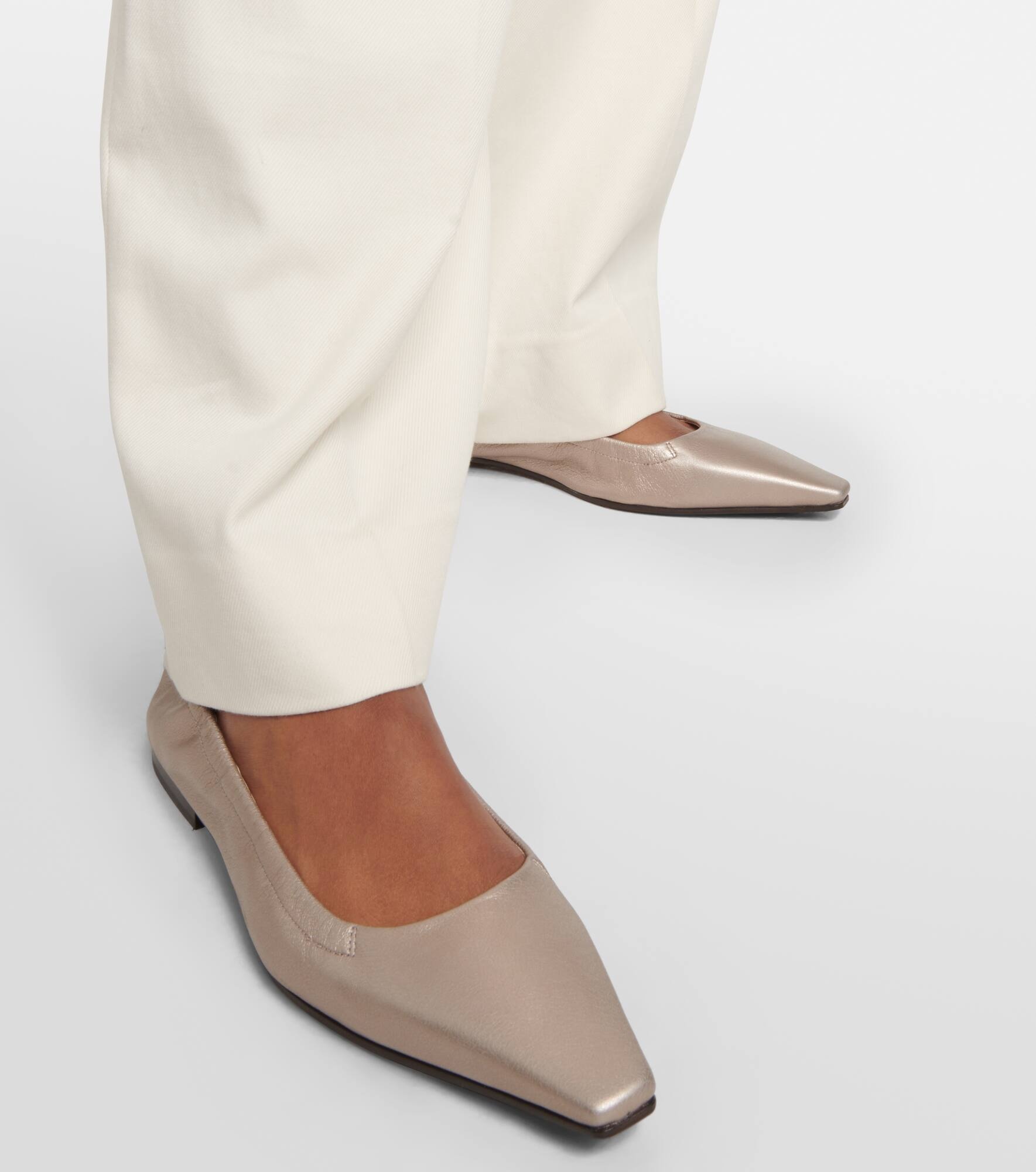 Metallic leather ballet flats - 4